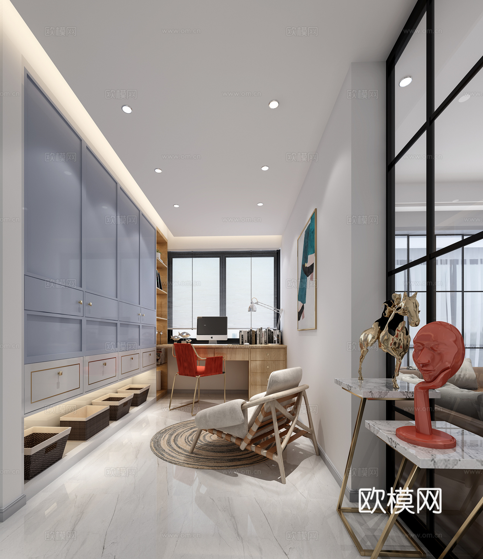 现代客餐厅 沙发 餐桌 吧椅3d模型