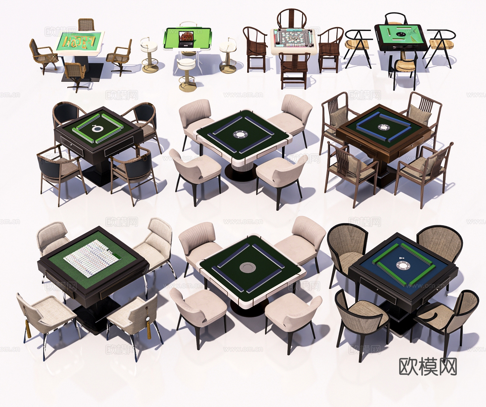 麻将桌 棋牌桌 麻将桌椅组合 麻将 麻将机3d模型