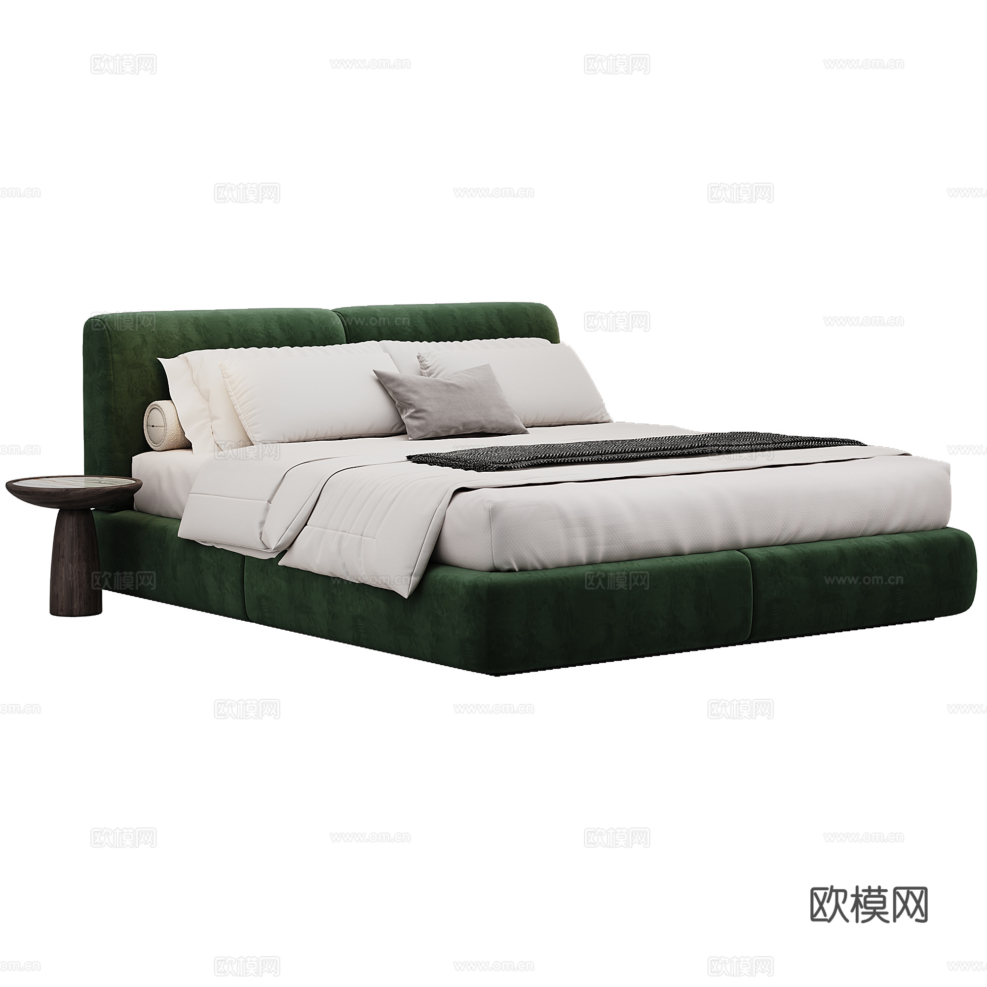 卧室 现代 双人床 抱枕 床品3d模型