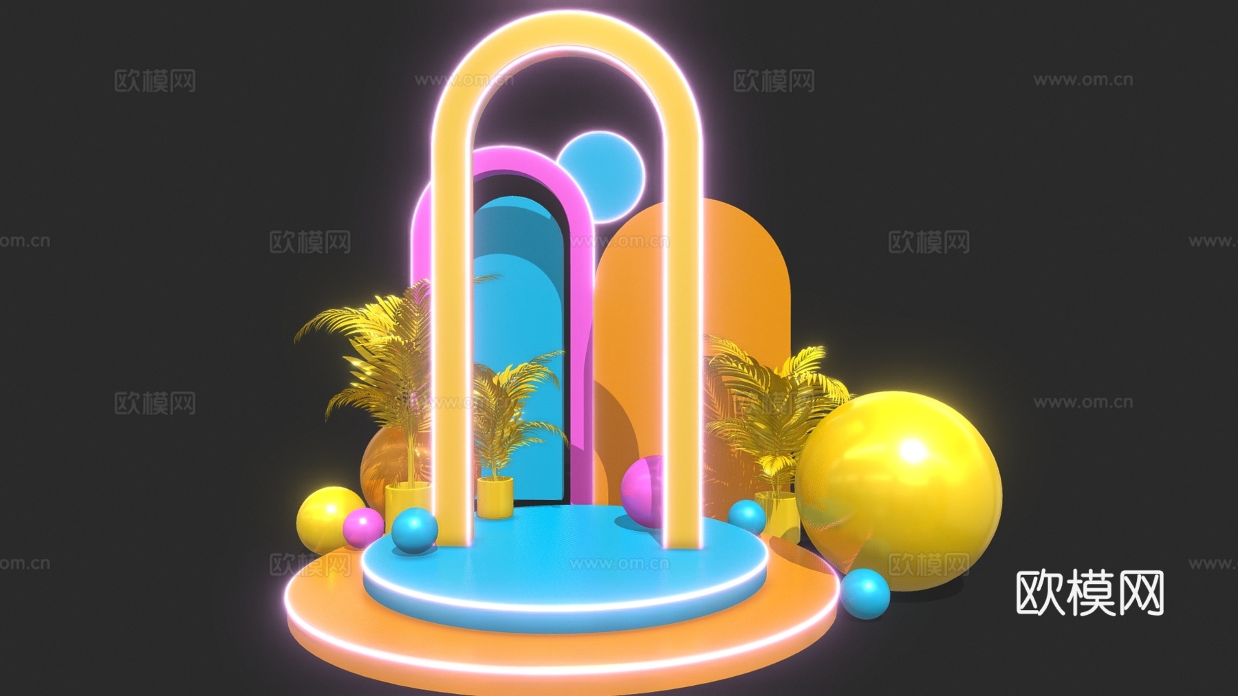 合影打卡点 现代礼品堆头 商业美陈单体 礼品美陈 活动美陈su模型