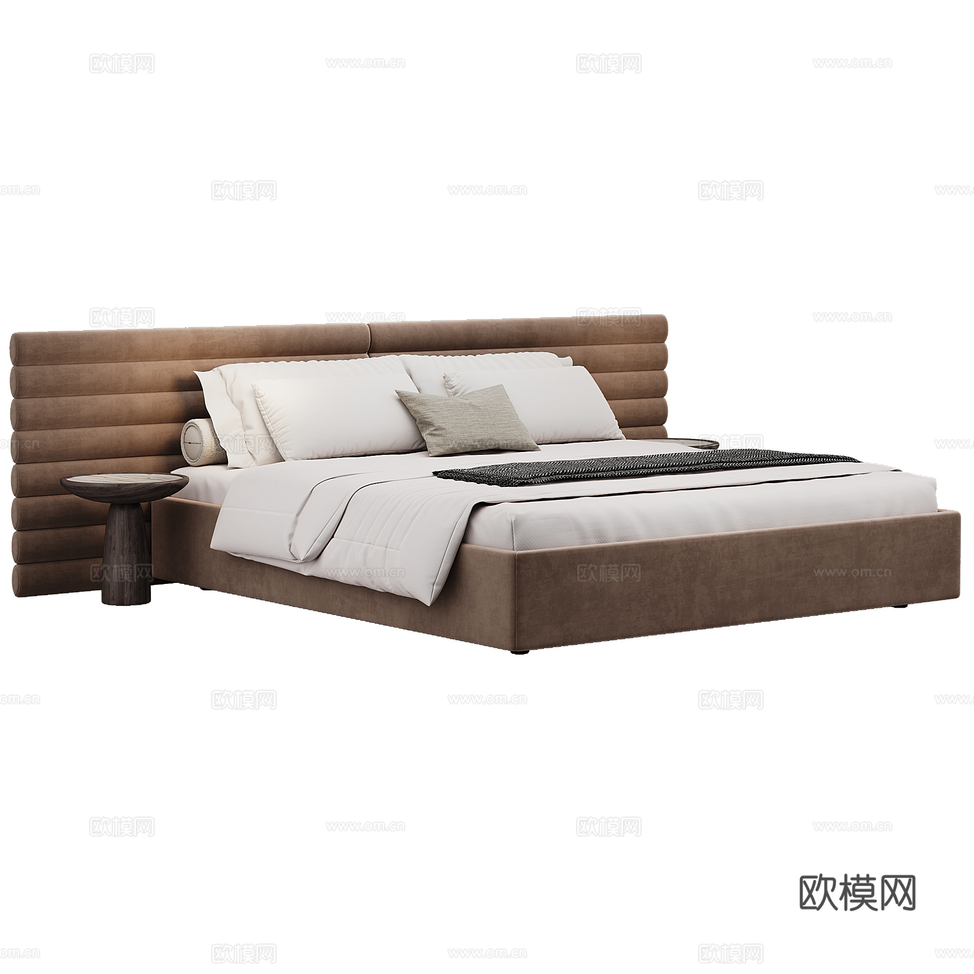 卧室 现代 双人床 抱枕 床品3d模型