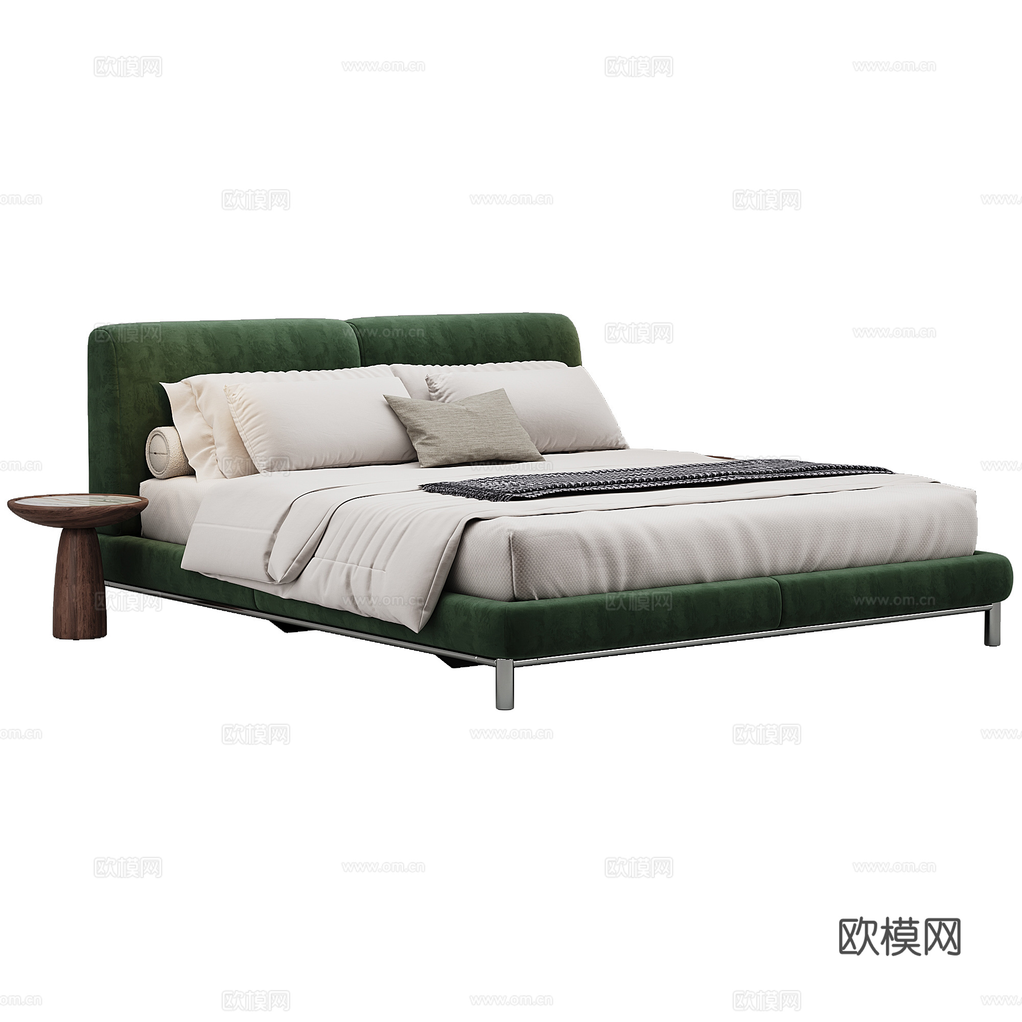 卧室 现代 双人床 抱枕 床品3d模型
