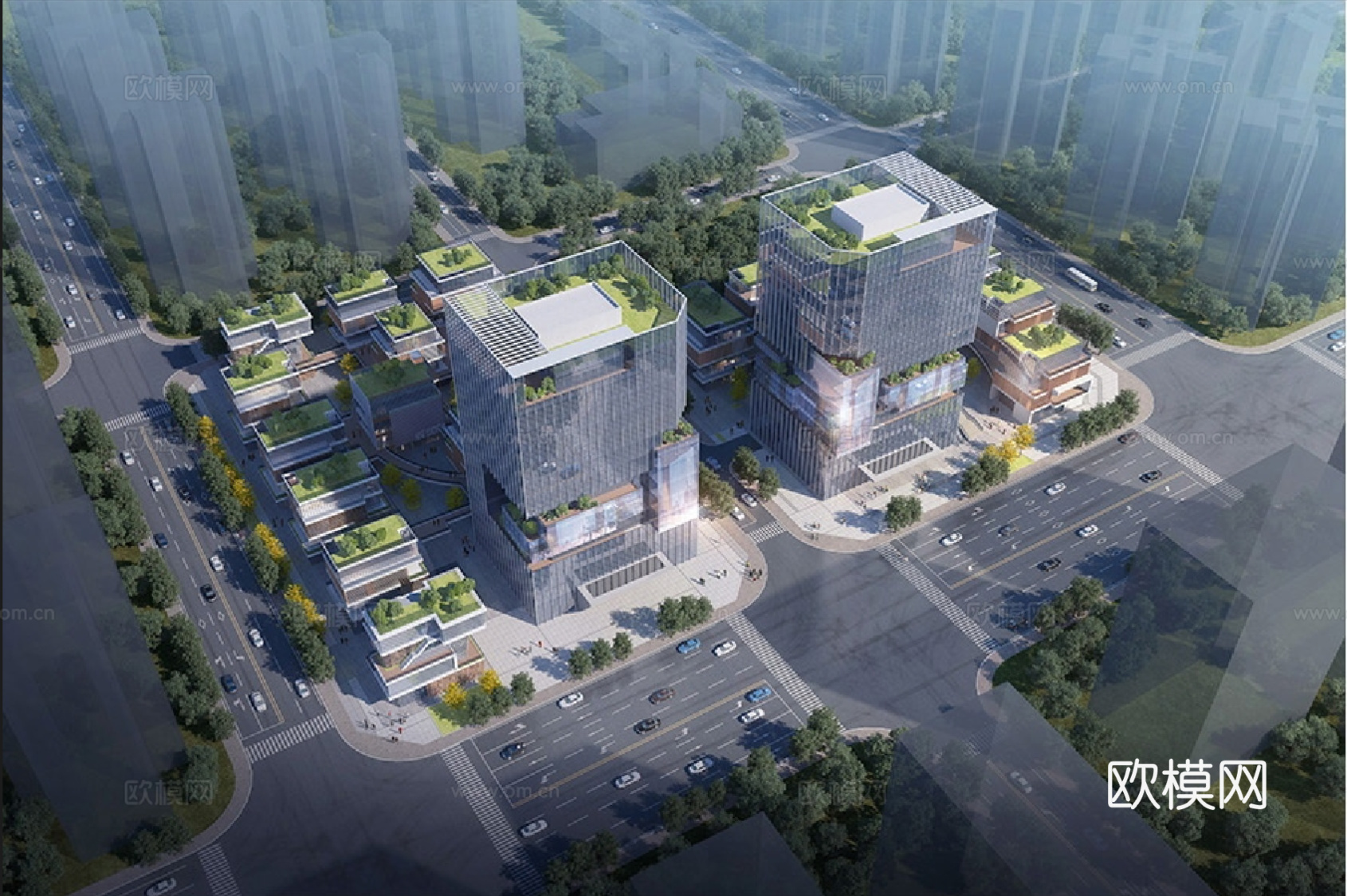 现代建筑 产业园 现代办公楼3d模型