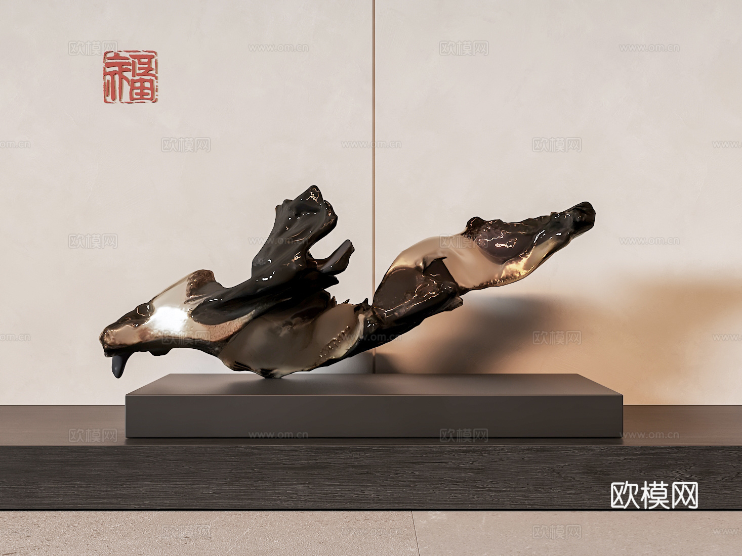 新中式抽象雕塑摆件 艺术雕塑 抽象雕塑3d模型