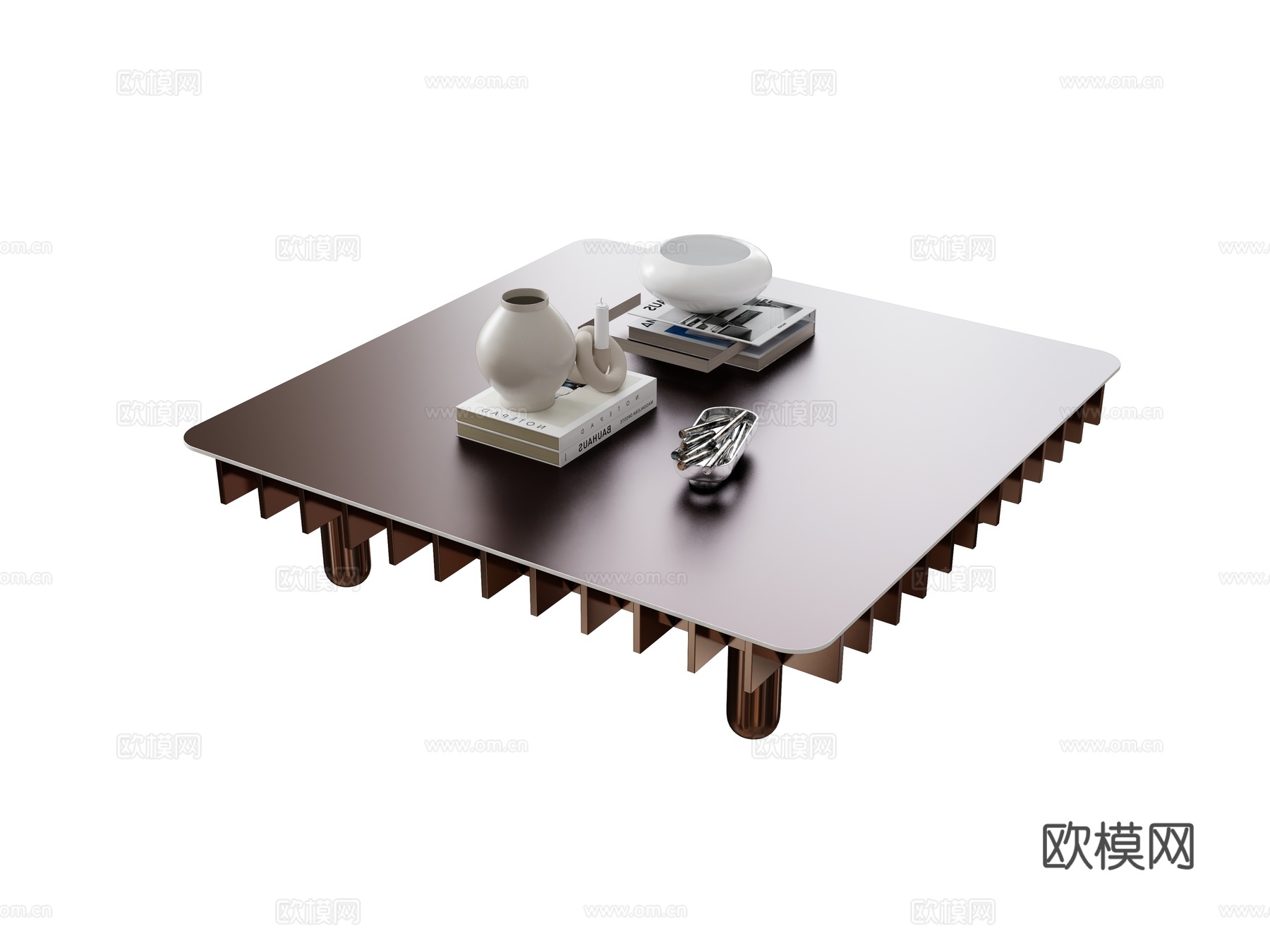 茶几原木茶几茶具   方形茶几摆件su模型