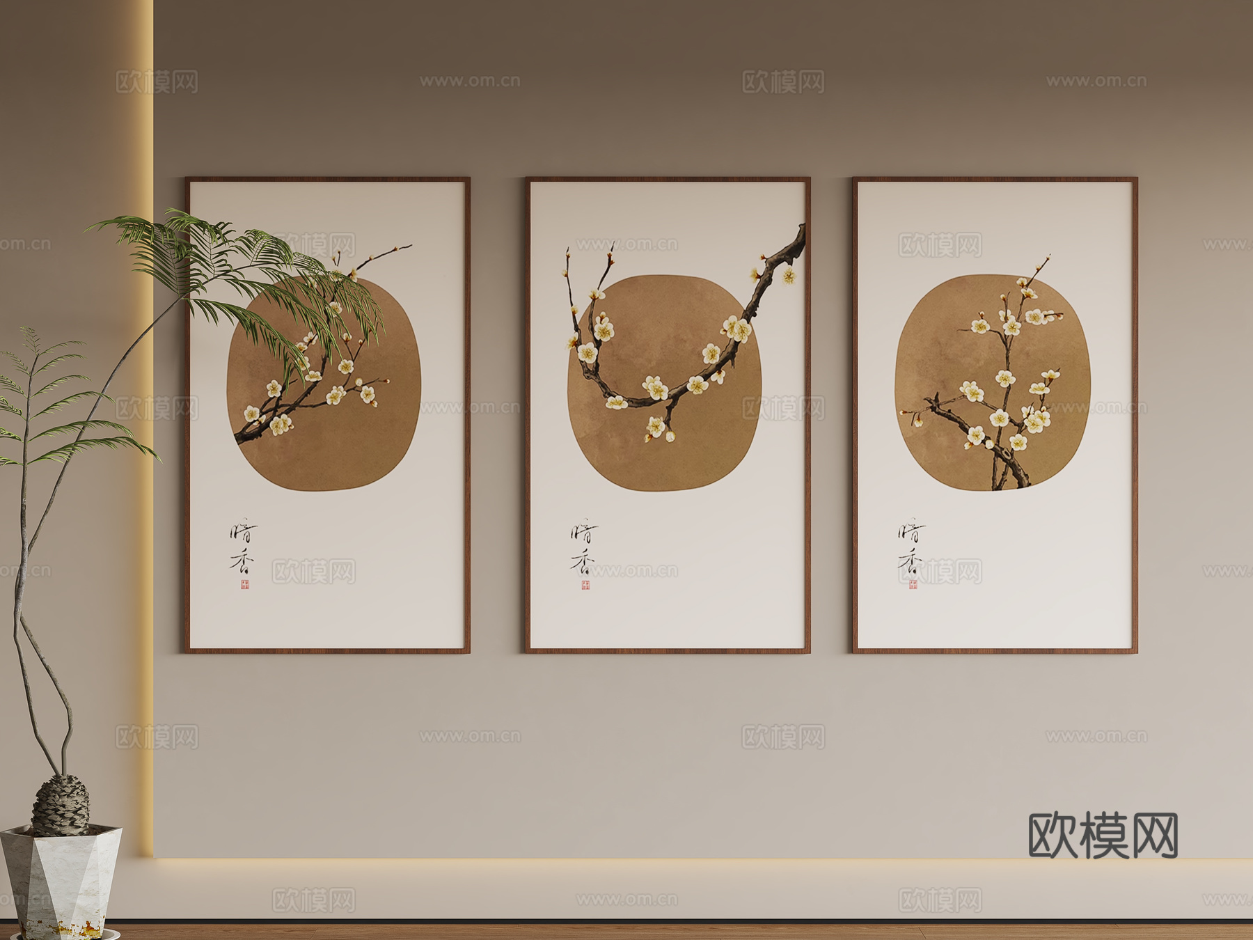 新中式挂画3d模型