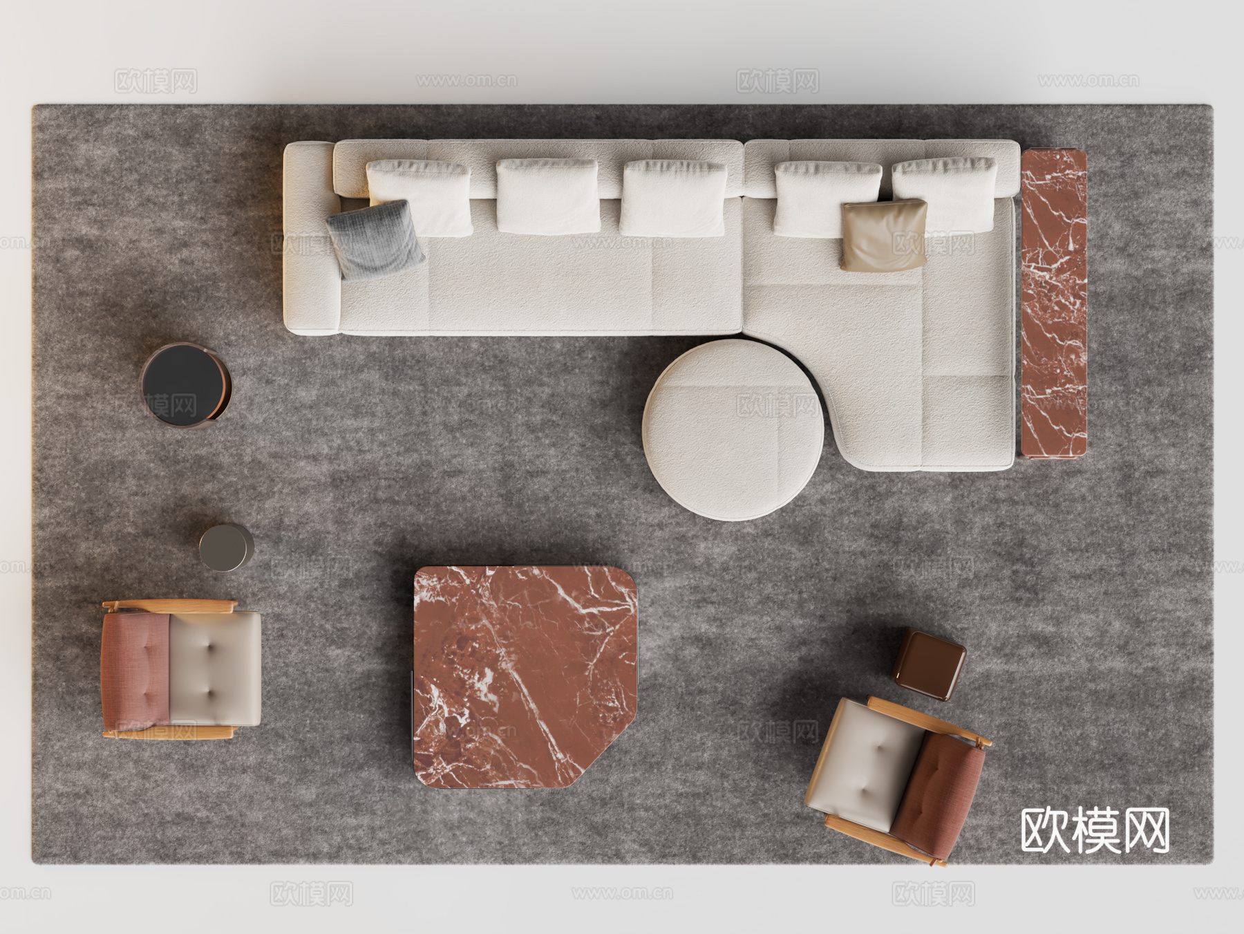Minotti Yves沙发茶几组合 客厅沙发 转角沙发3d模型
