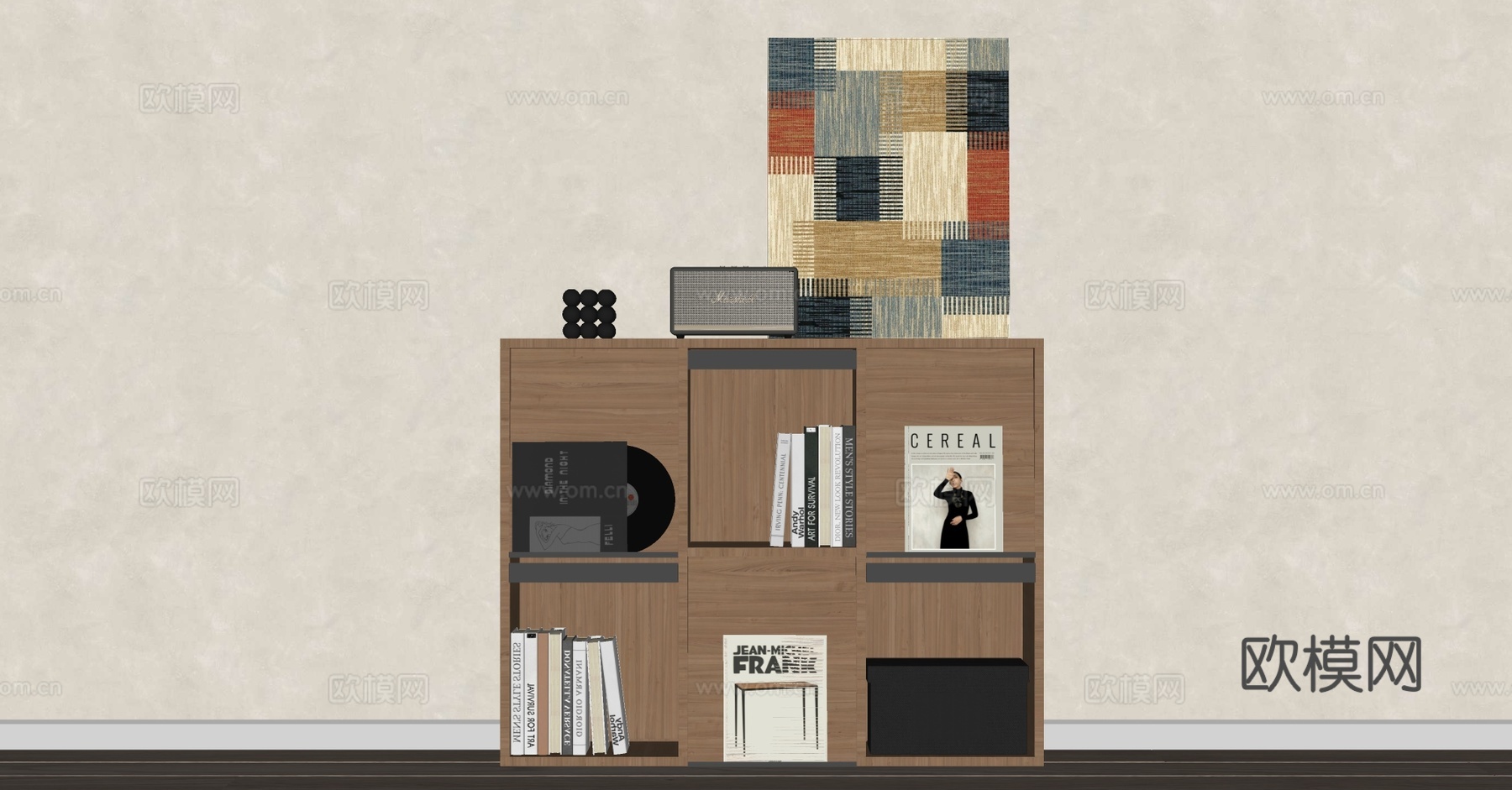 现代书柜su模型下载（渲染图2）