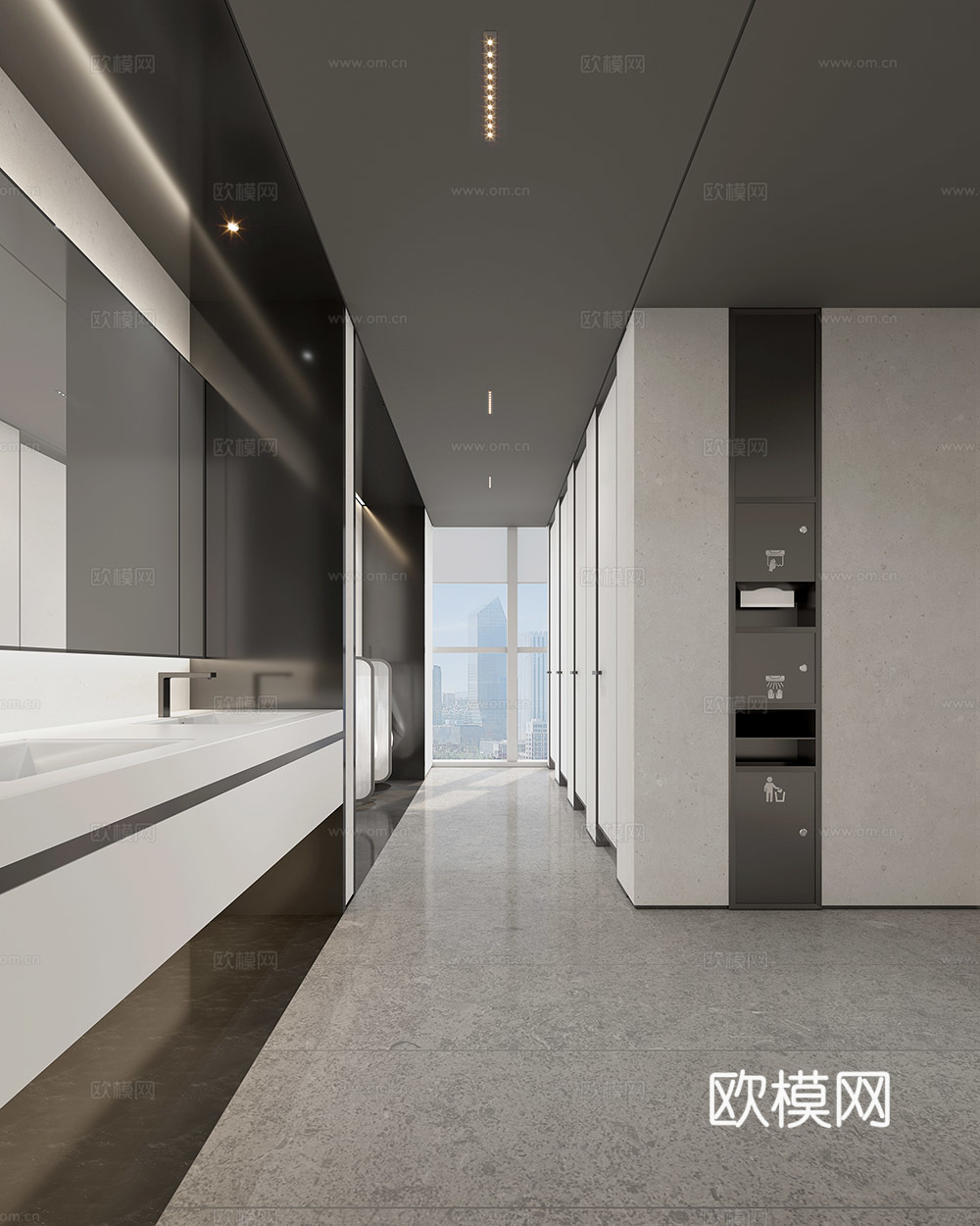 现代公共卫生间3d模型