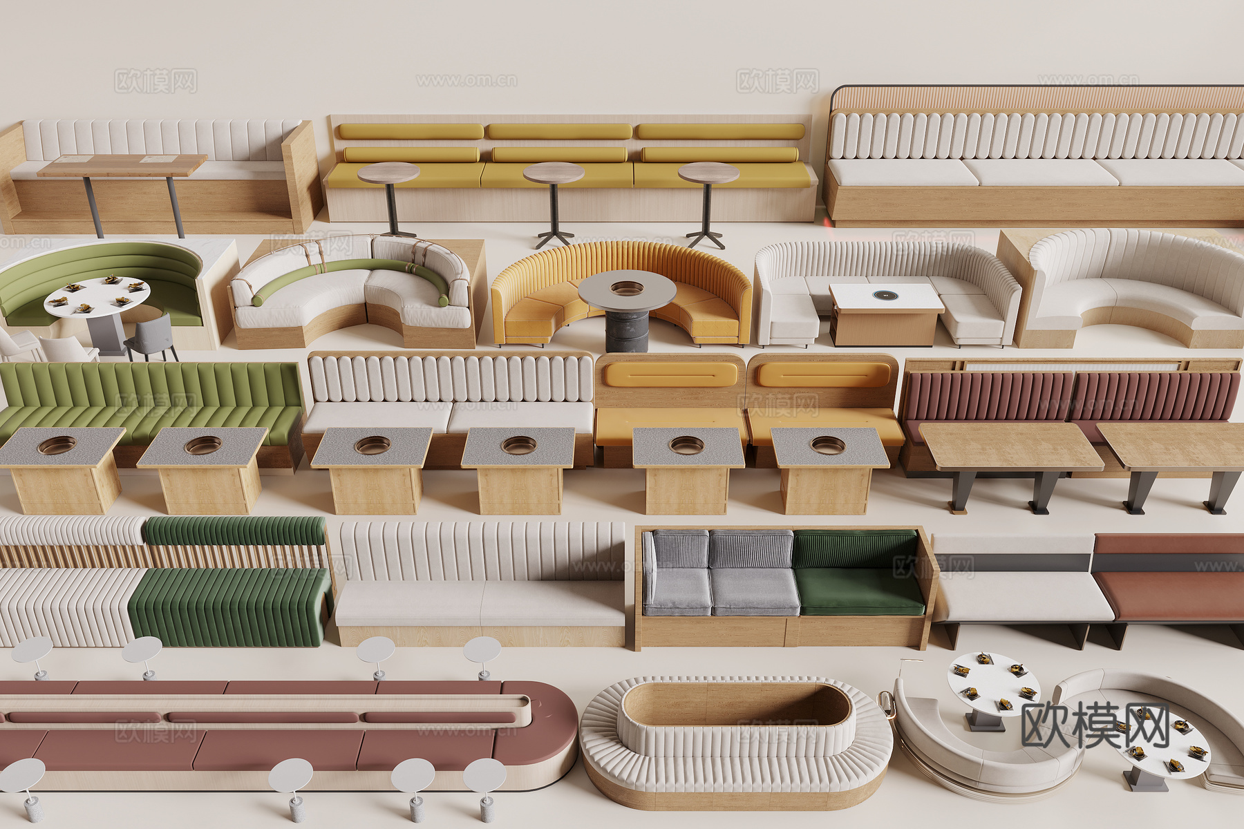 现代卡座沙发3d模型下载