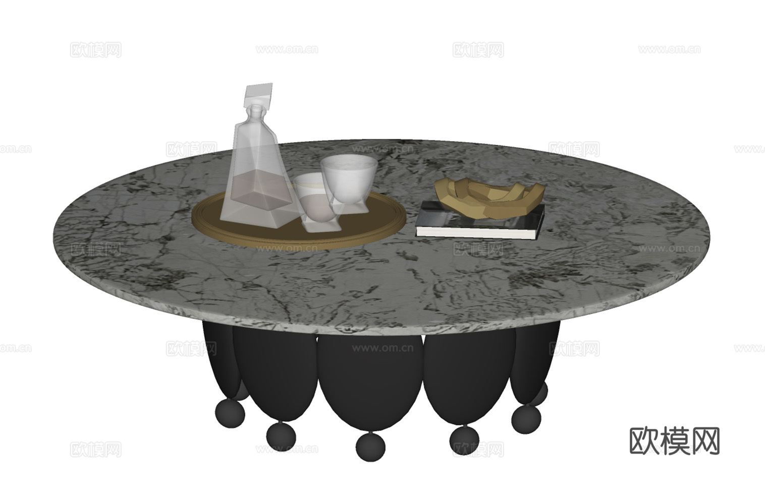 轻奢茶几su模型