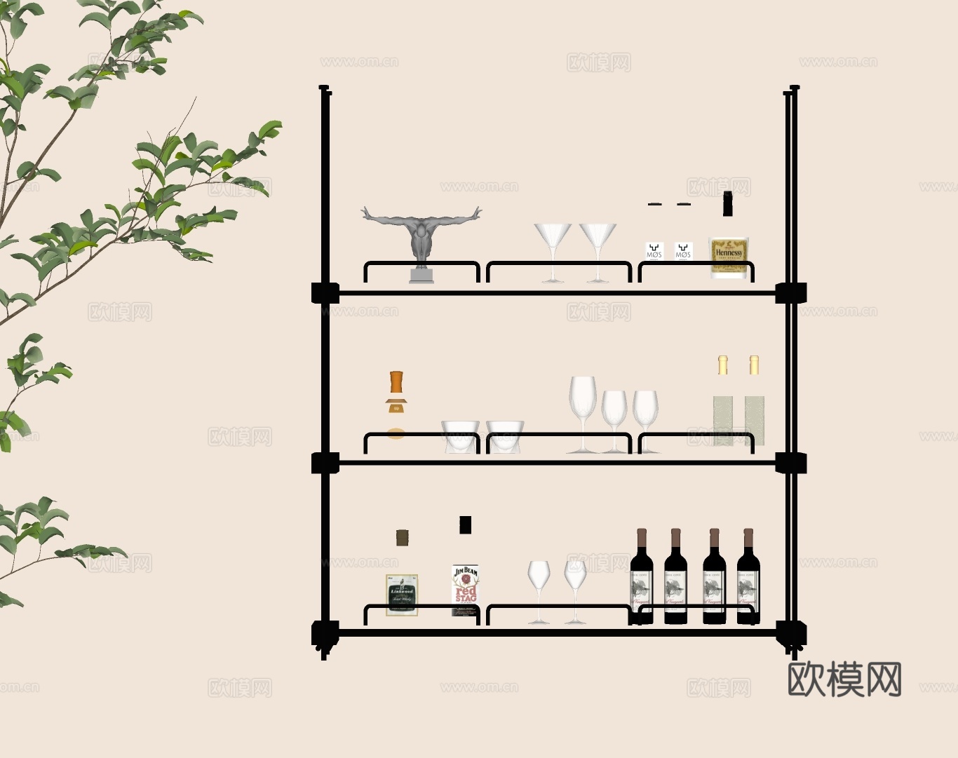 现代酒架su模型