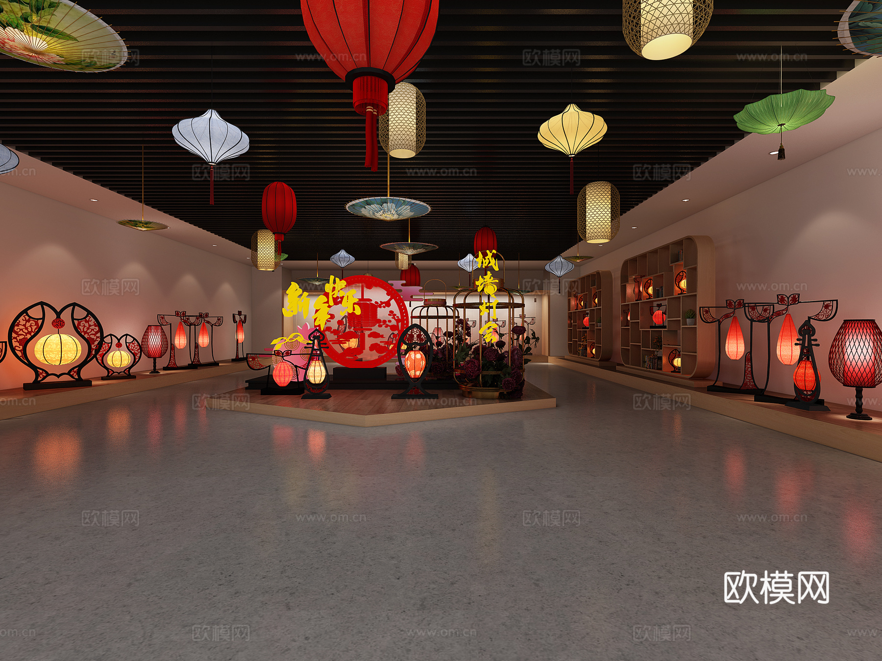 新中式彩灯展厅3d模型