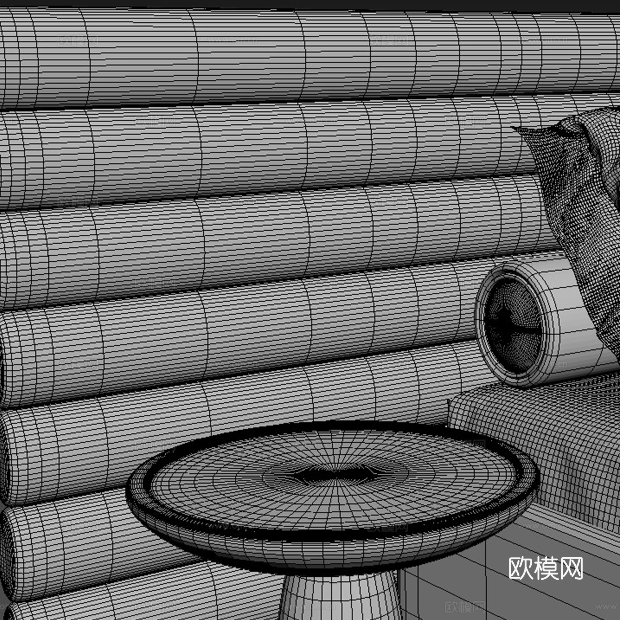 卧室 现代 双人床 抱枕 床品3d模型