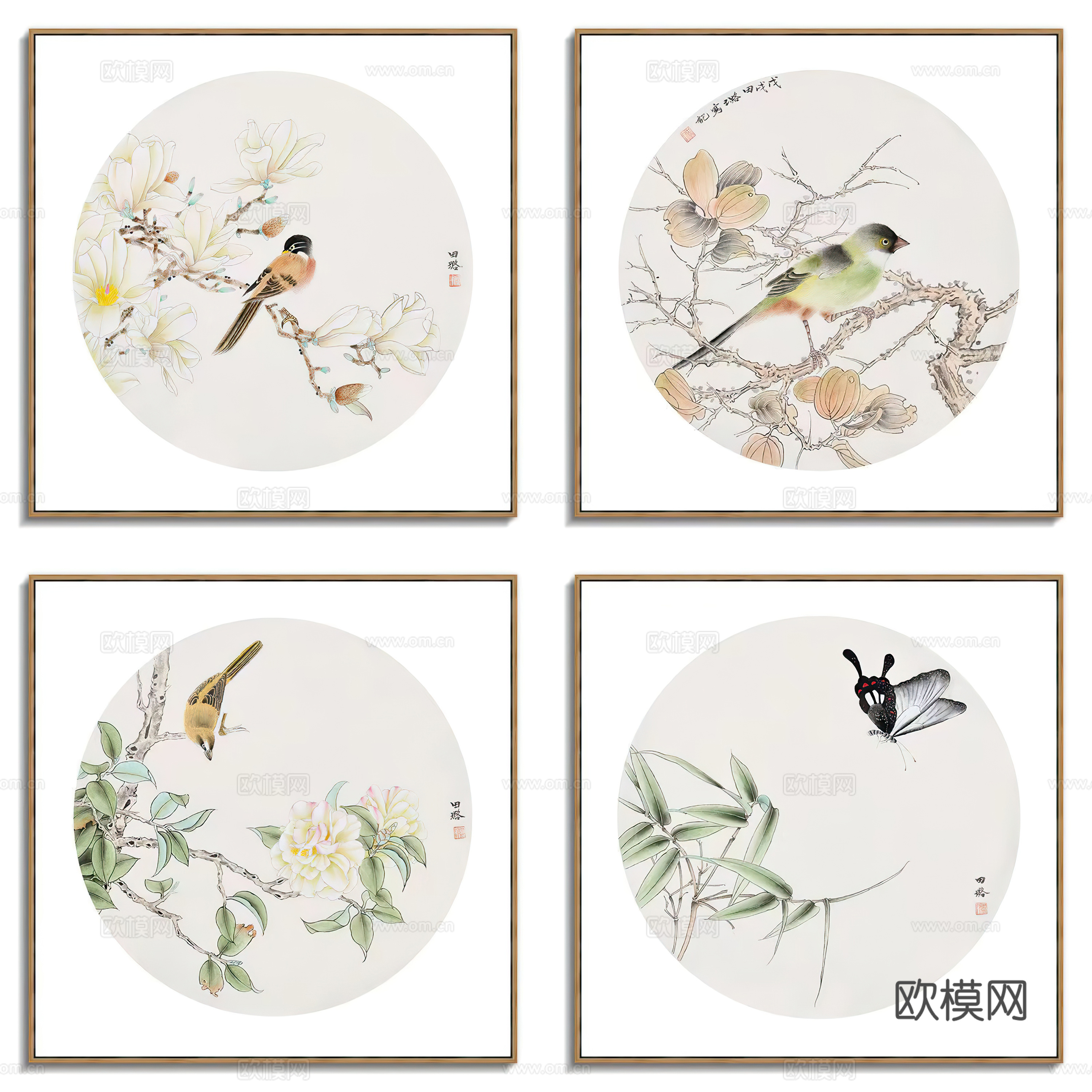 新中式抽象山水装饰画贴图