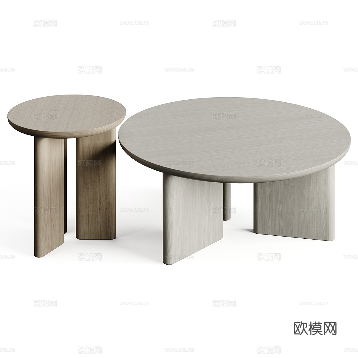现代意式实木圆茶几3d模型