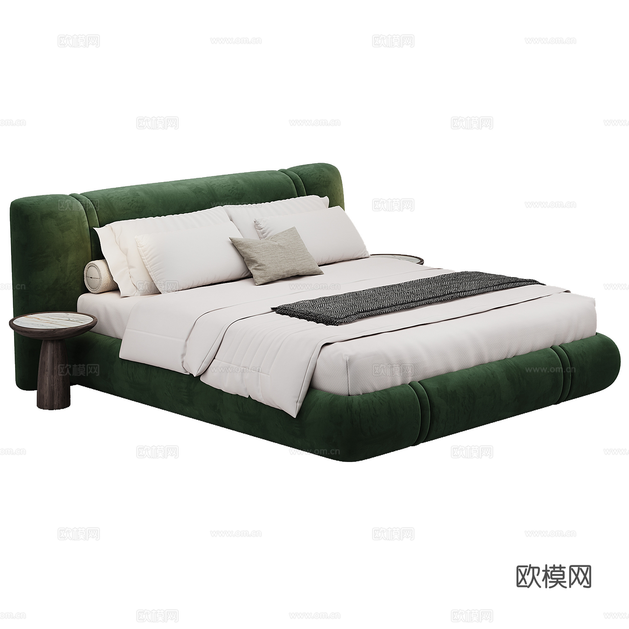 卧室 现代 双人床 抱枕 床品3d模型