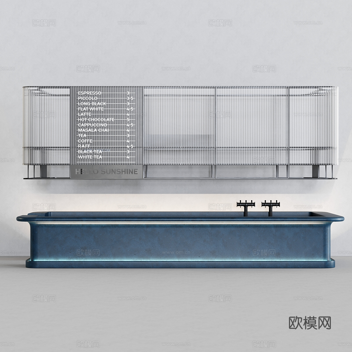 现代意式极简咖啡店吧台 酒吧台3d模型