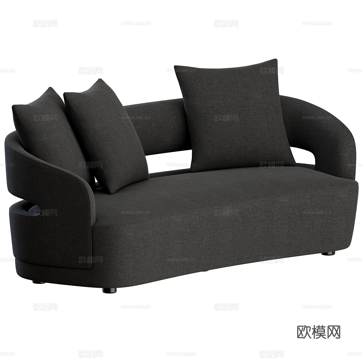 现代意式布艺皮革休闲沙发3d模型