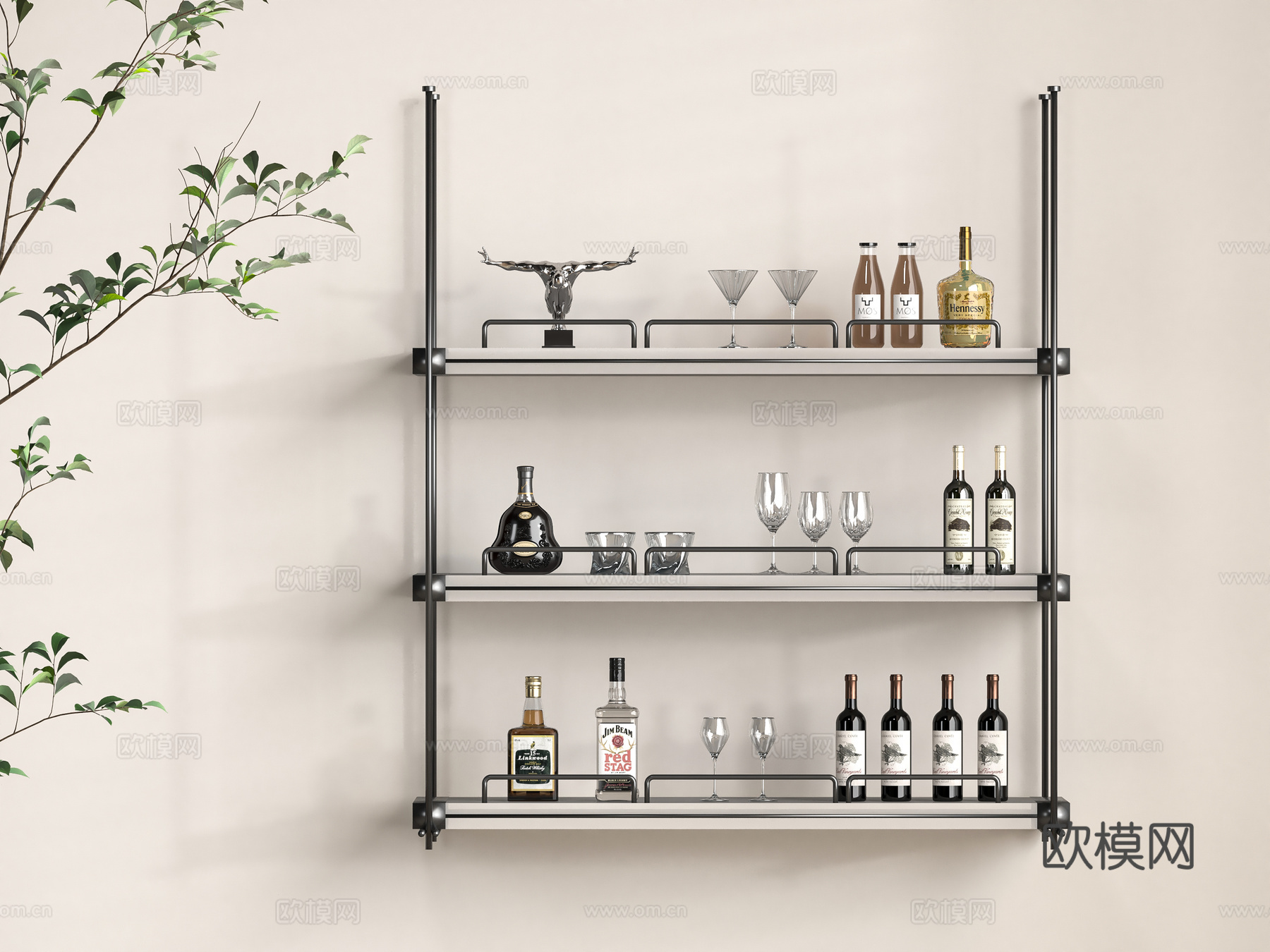 现代酒架su模型