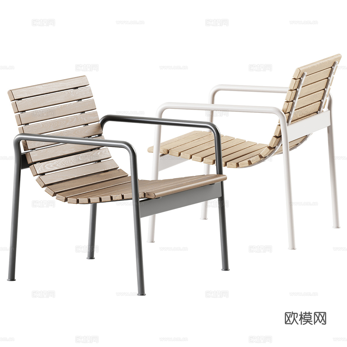现代意式极简不锈钢扶手椅3d模型