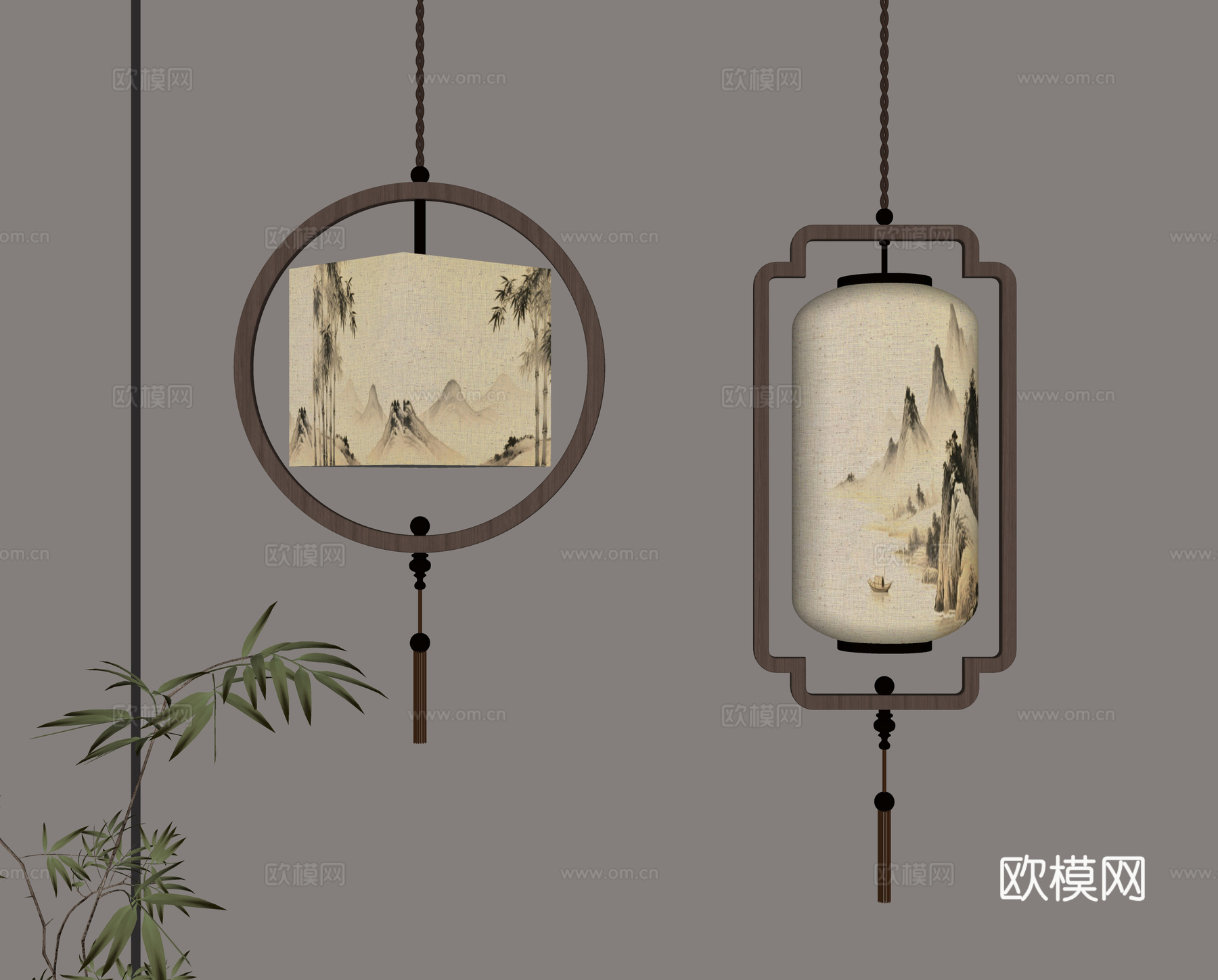 新中式吊灯su模型下载（渲染图2）