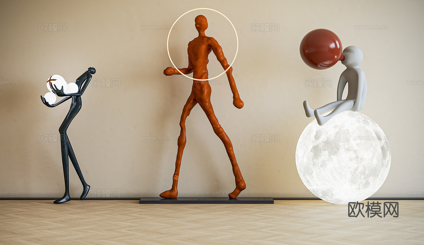 现代极简雕塑3d模型