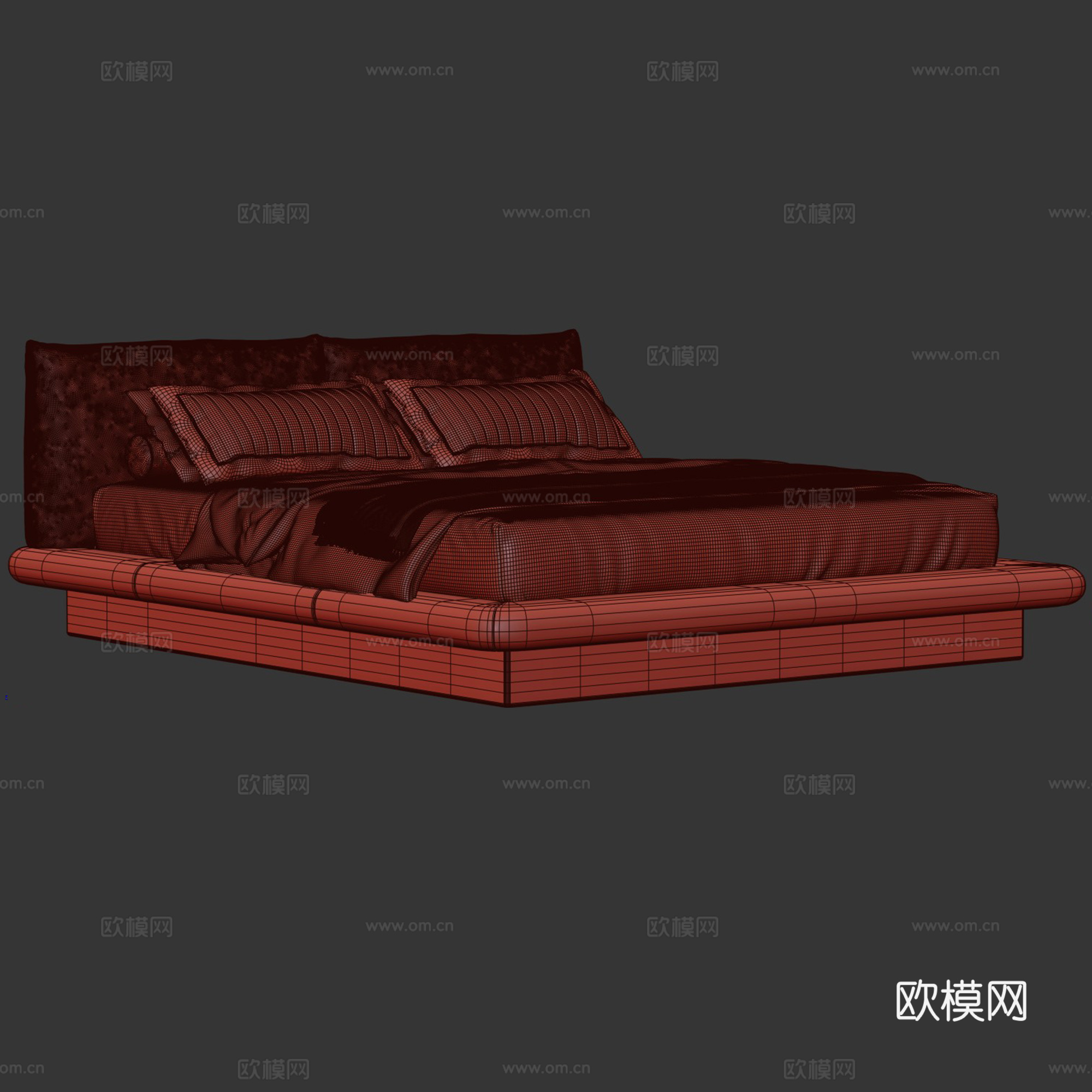 Aura Bed By Baxter 卧室 现代 双人床 抱3d模型