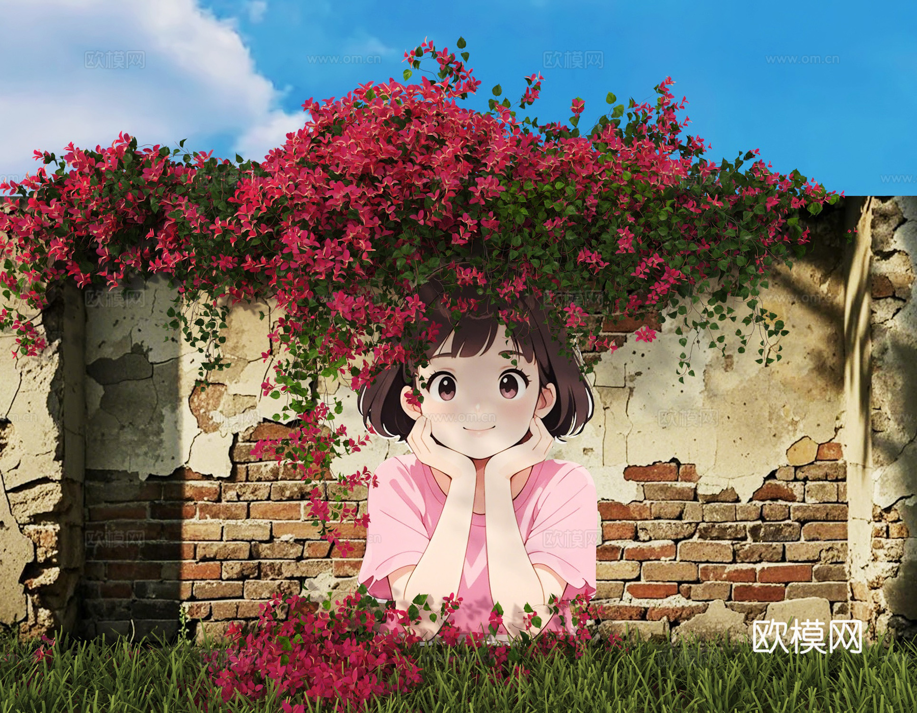 美陈美女花卉3d模型