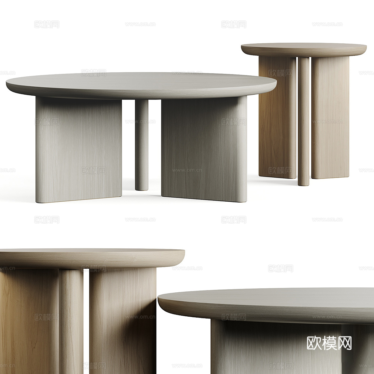 现代意式实木圆茶几3d模型