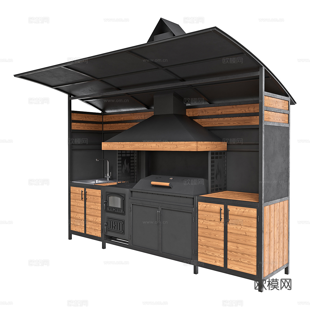 现代工业风烤炉设备3d模型