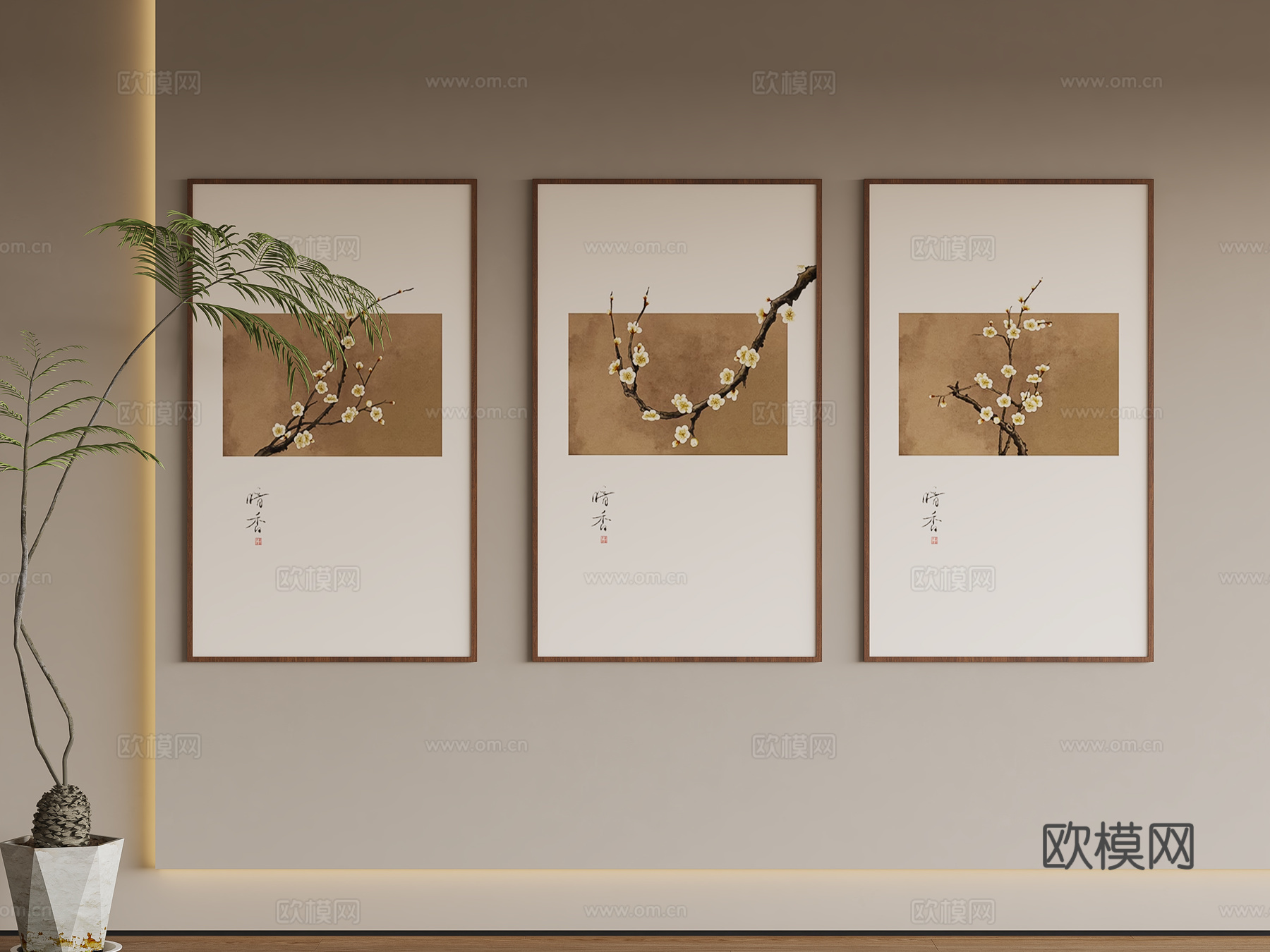 新中式挂画su模型
