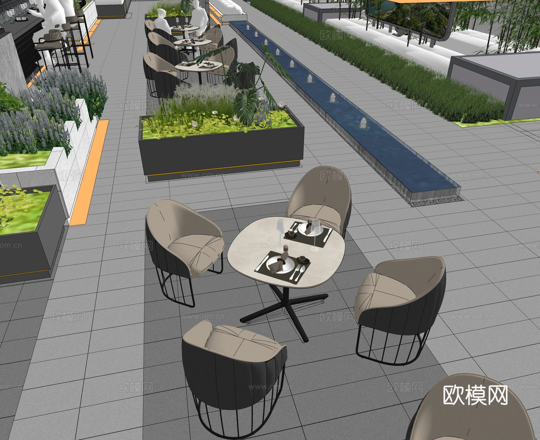 现代办公景观 办公园区 办公绿化su模型