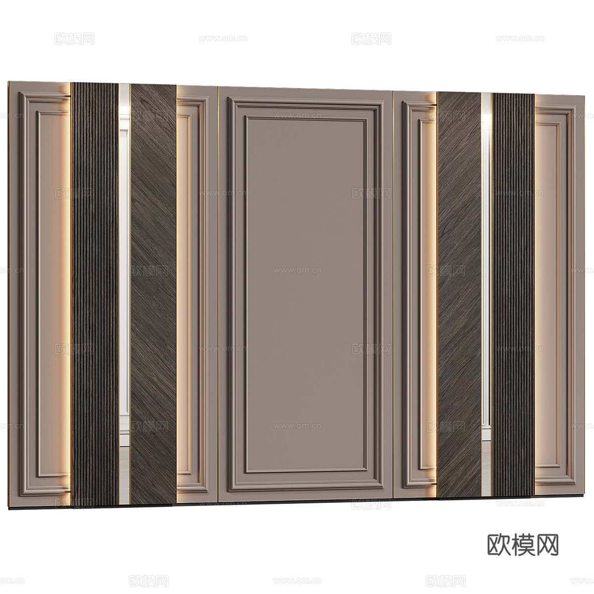 现代意式轻奢沙发背景墙3d模型