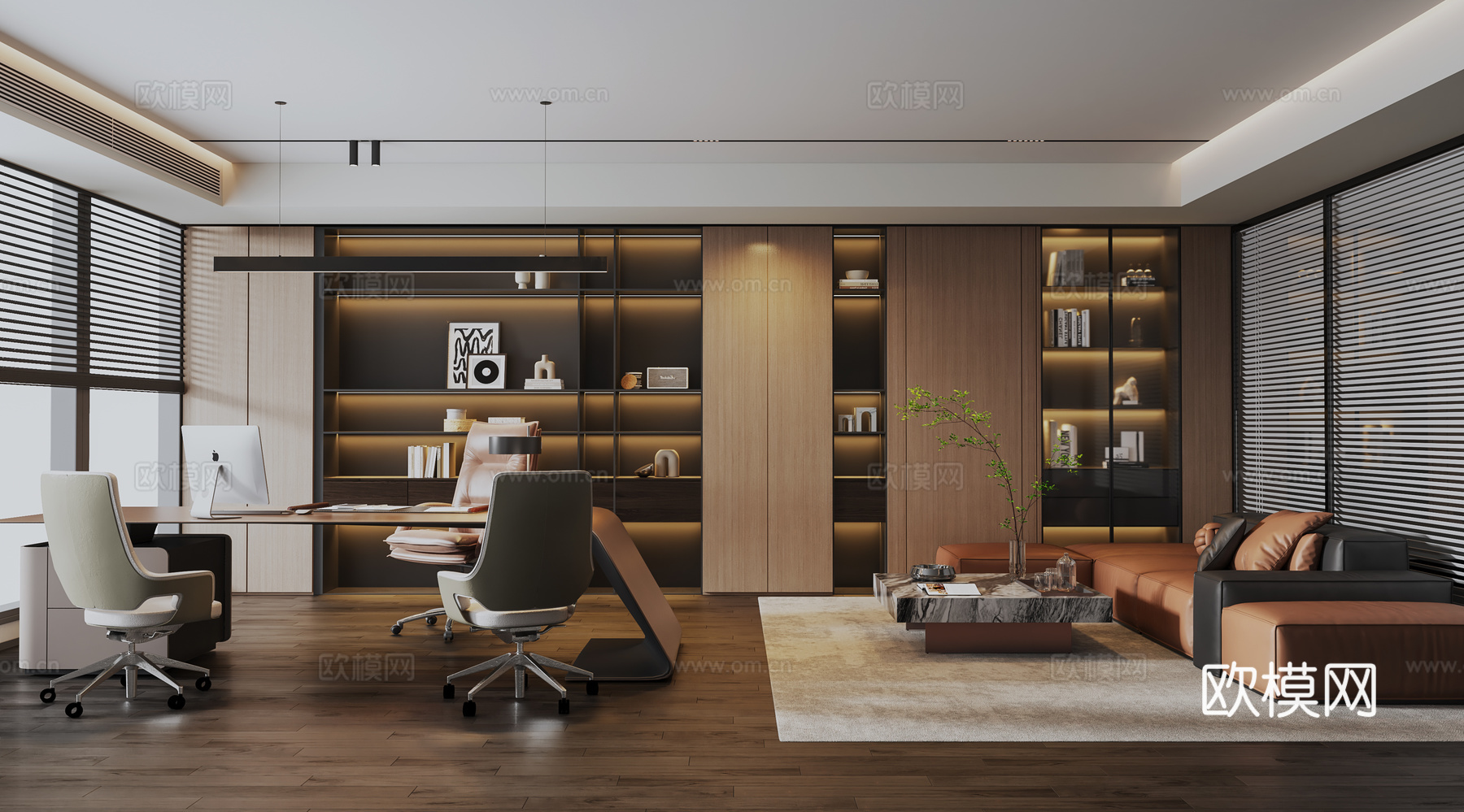现代经理办公室3d模型下载