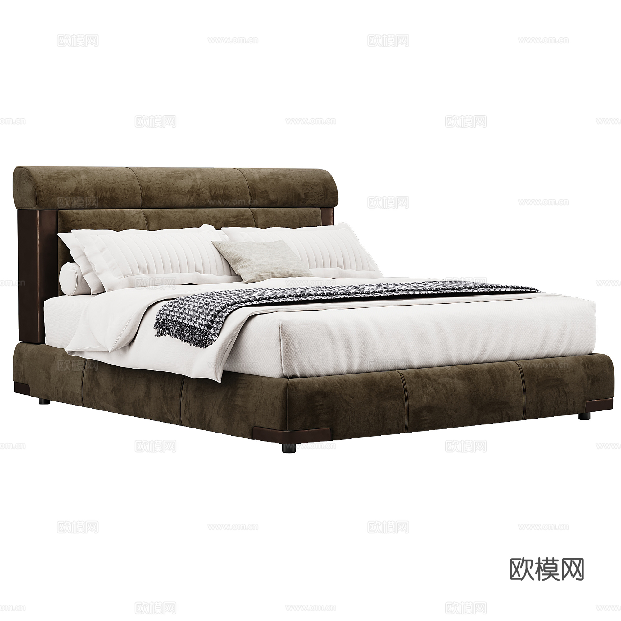 卧室 现代 双人床 抱枕 床品3d模型