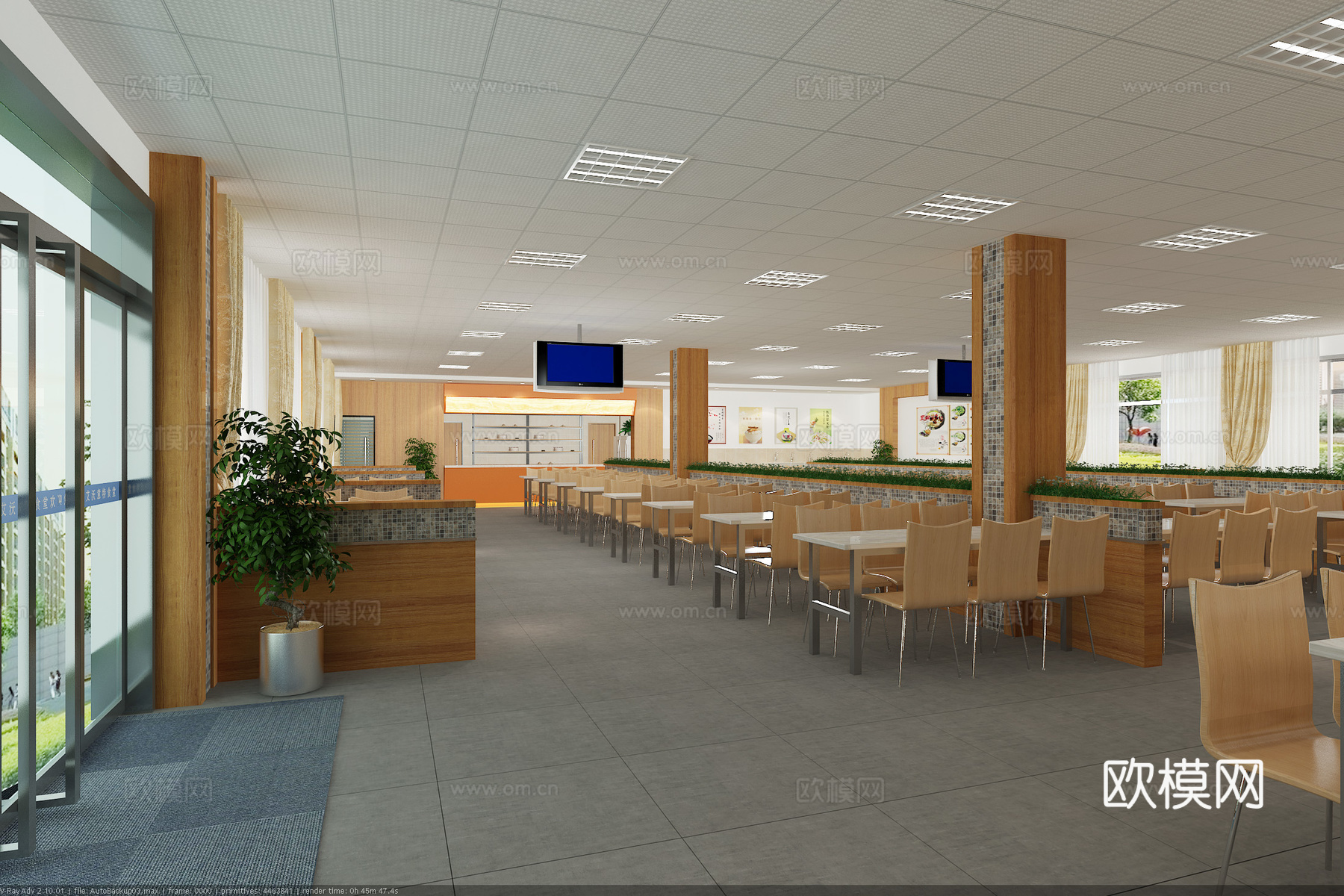 现代食堂 企业食堂 快餐店3d模型