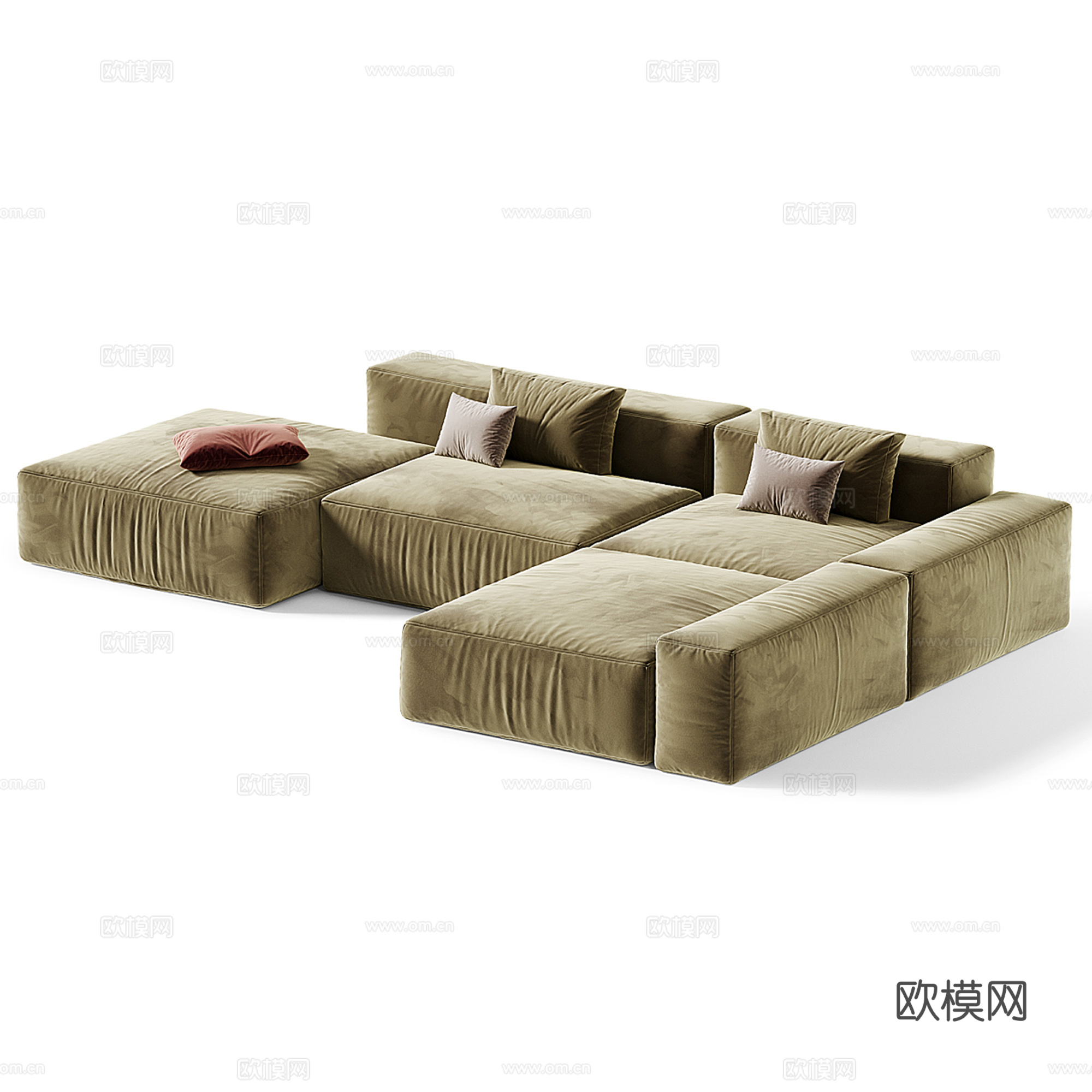 现代多人双面沙发su模型