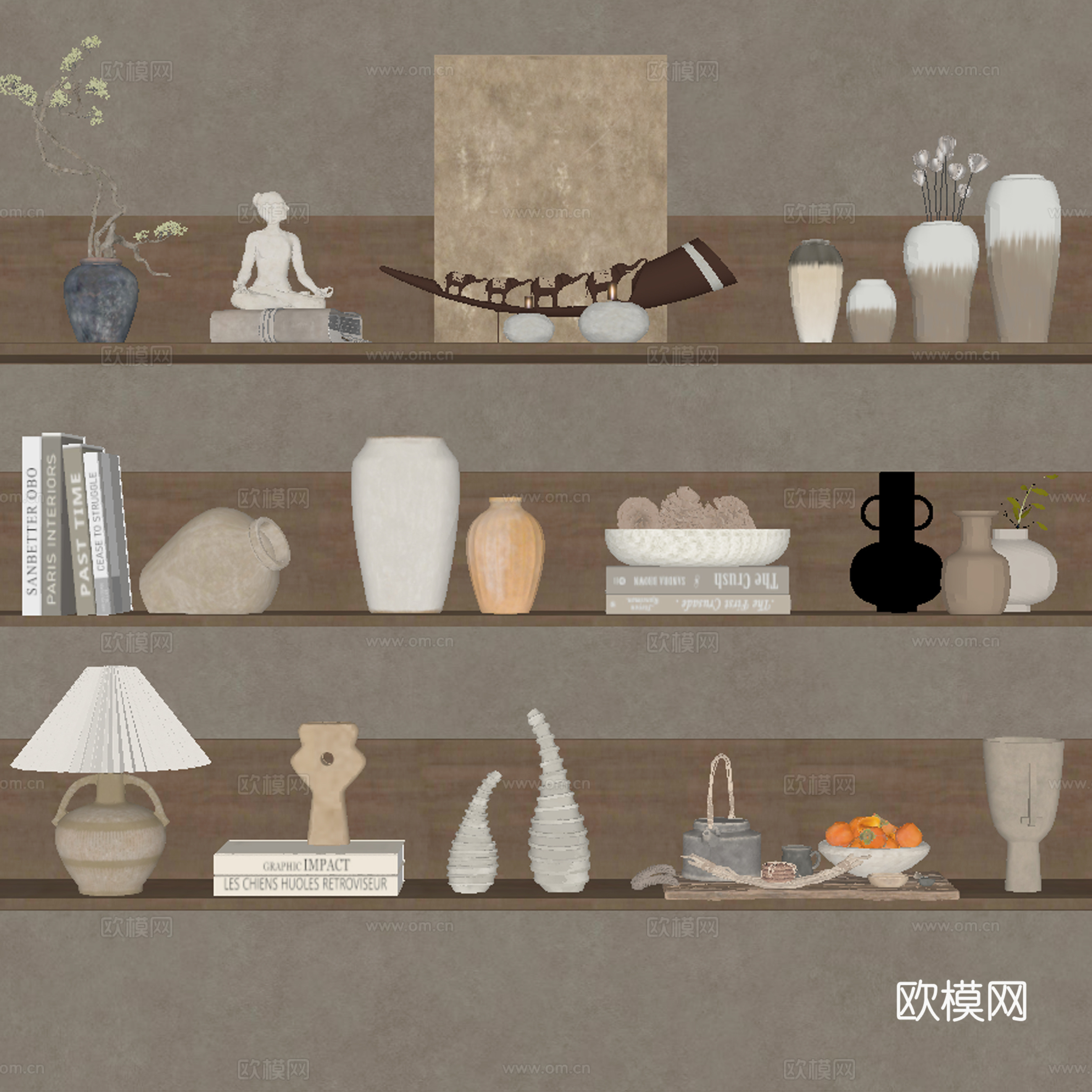 中古风饰品摆件 陶罐su模型
