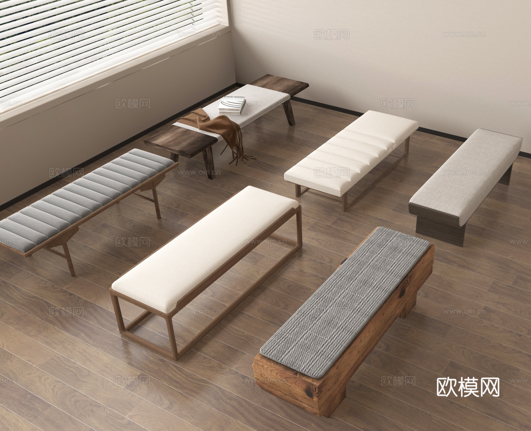 床尾凳 脚踏 沙发凳3d模型