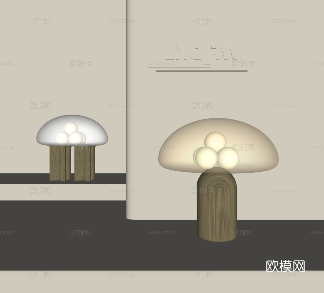 现代台灯su模型下载（渲染图2）