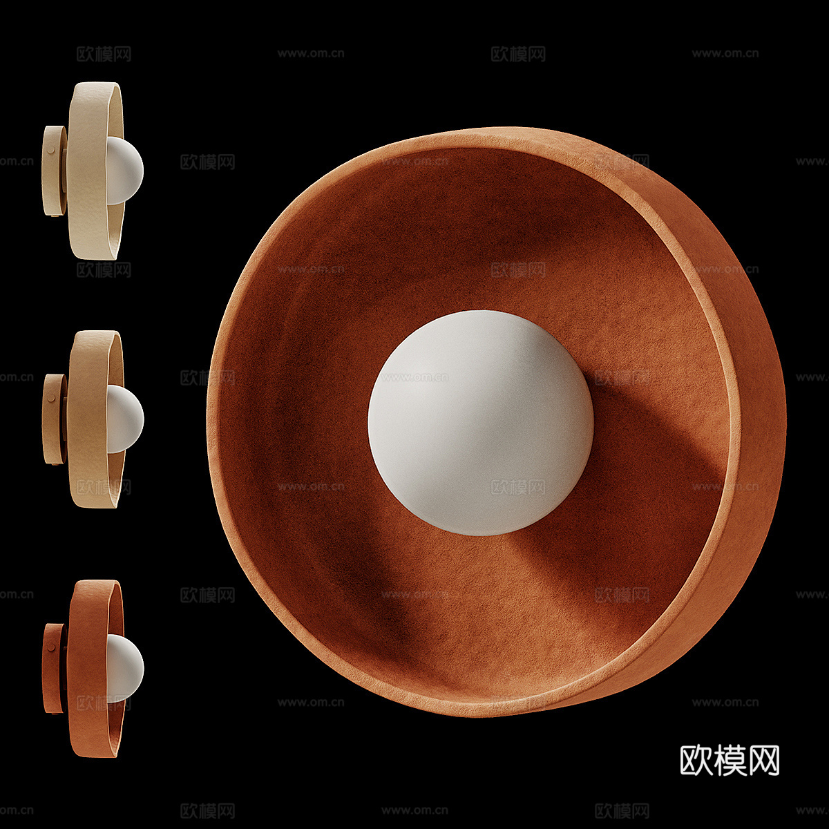 现代侘寂奶油风陶制装饰壁灯3d模型