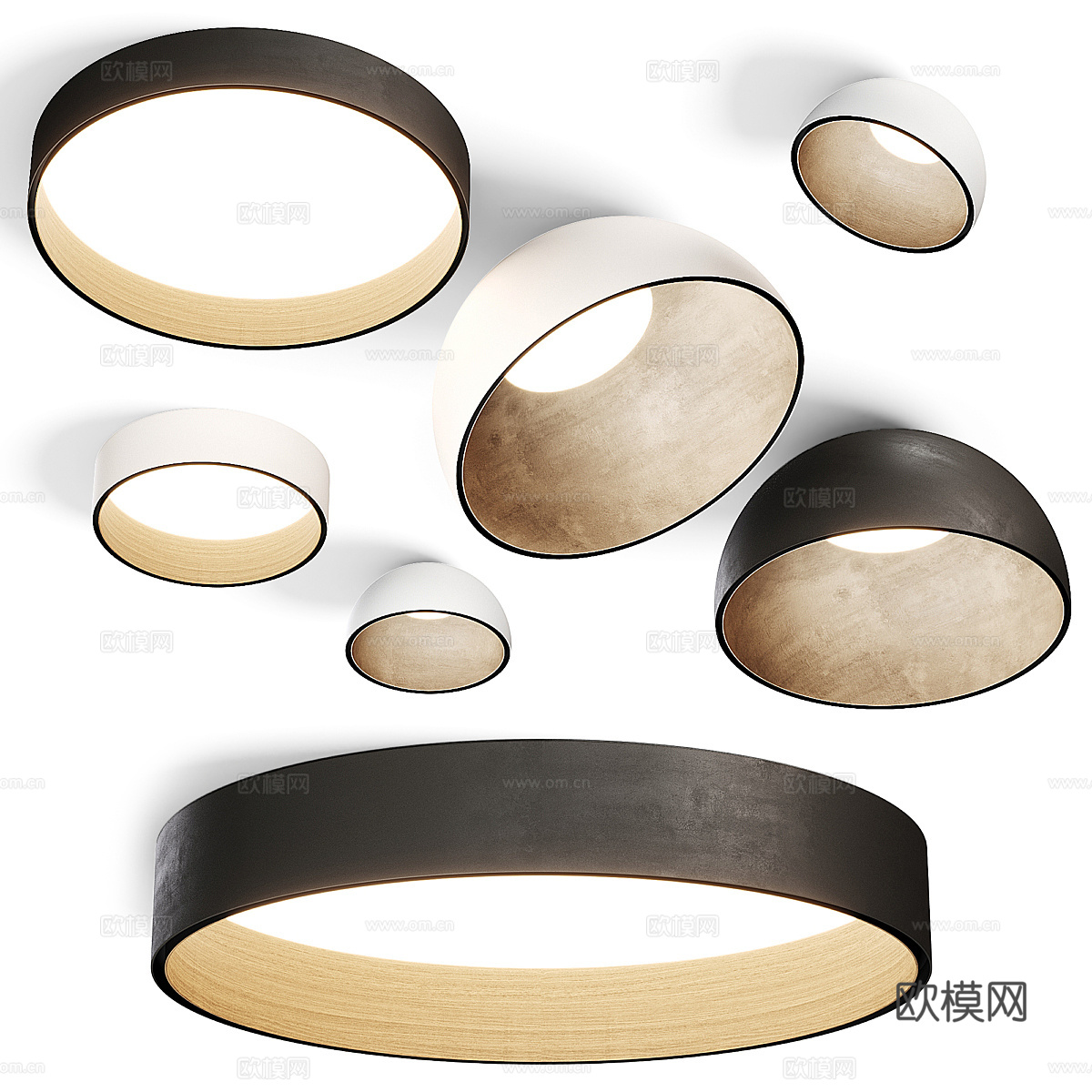 现代意式侘寂吸顶灯3d模型