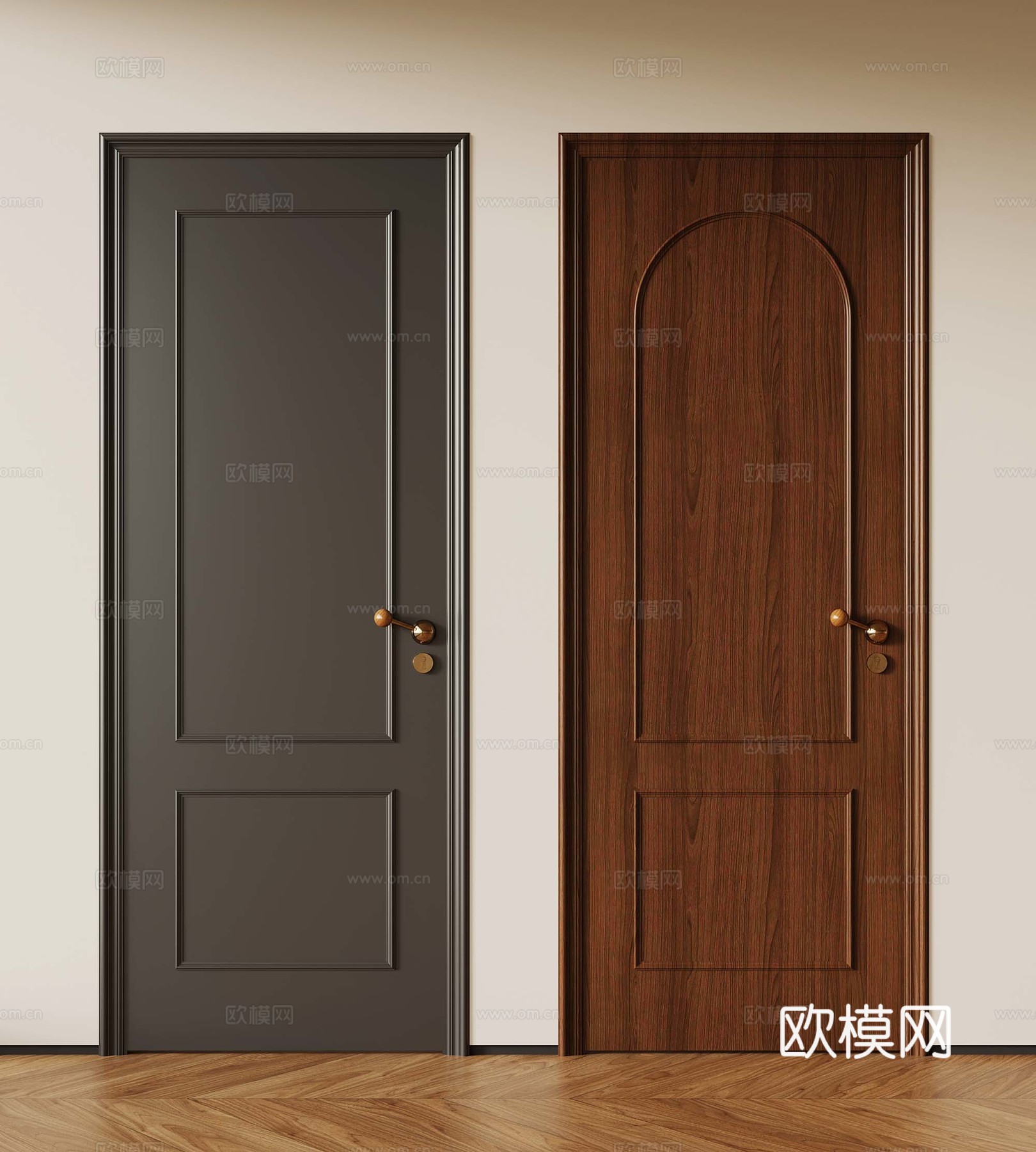 现代中古单开门 复古木门 单开门3d模型