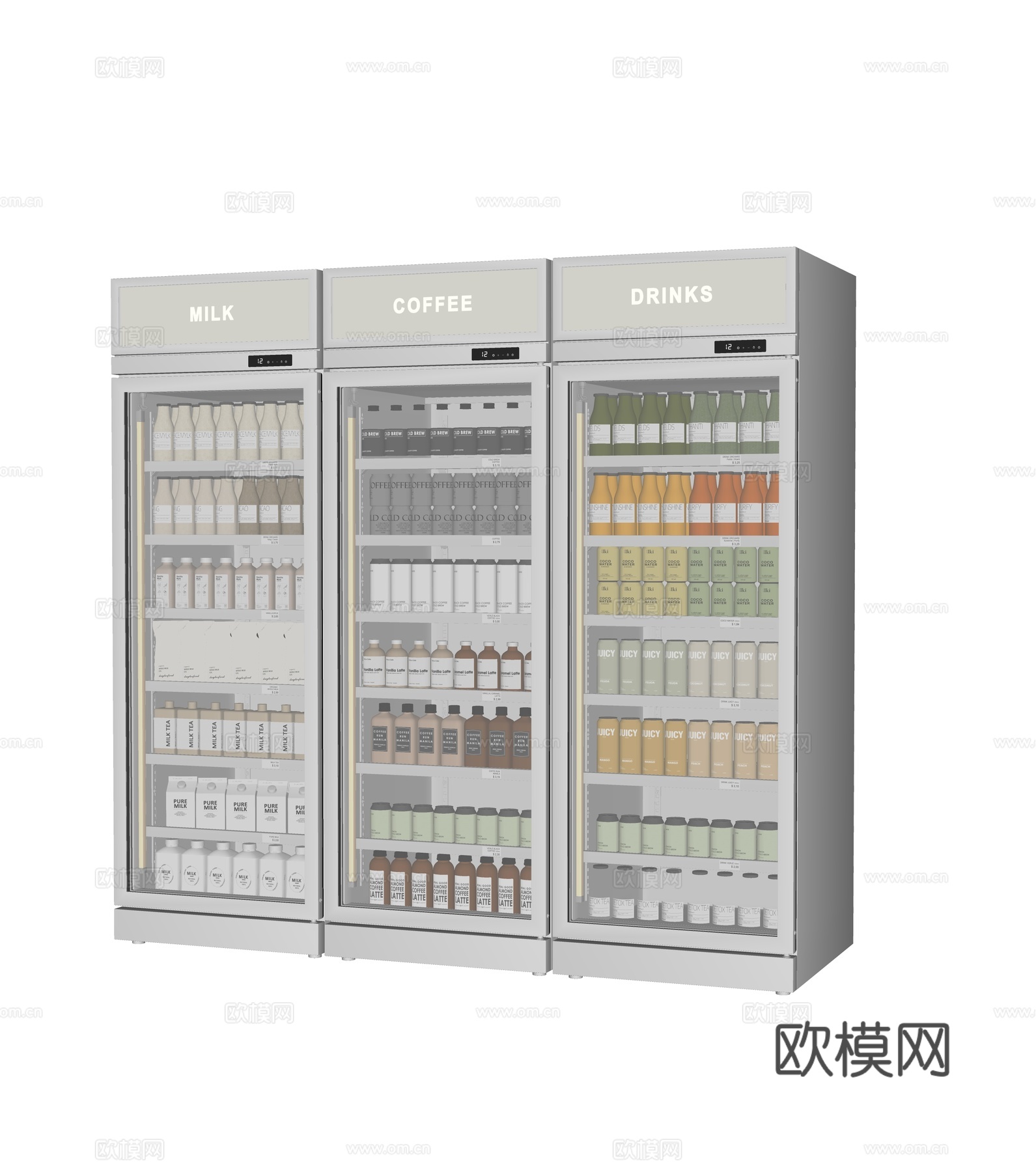 现代超市冰箱冰柜su模型