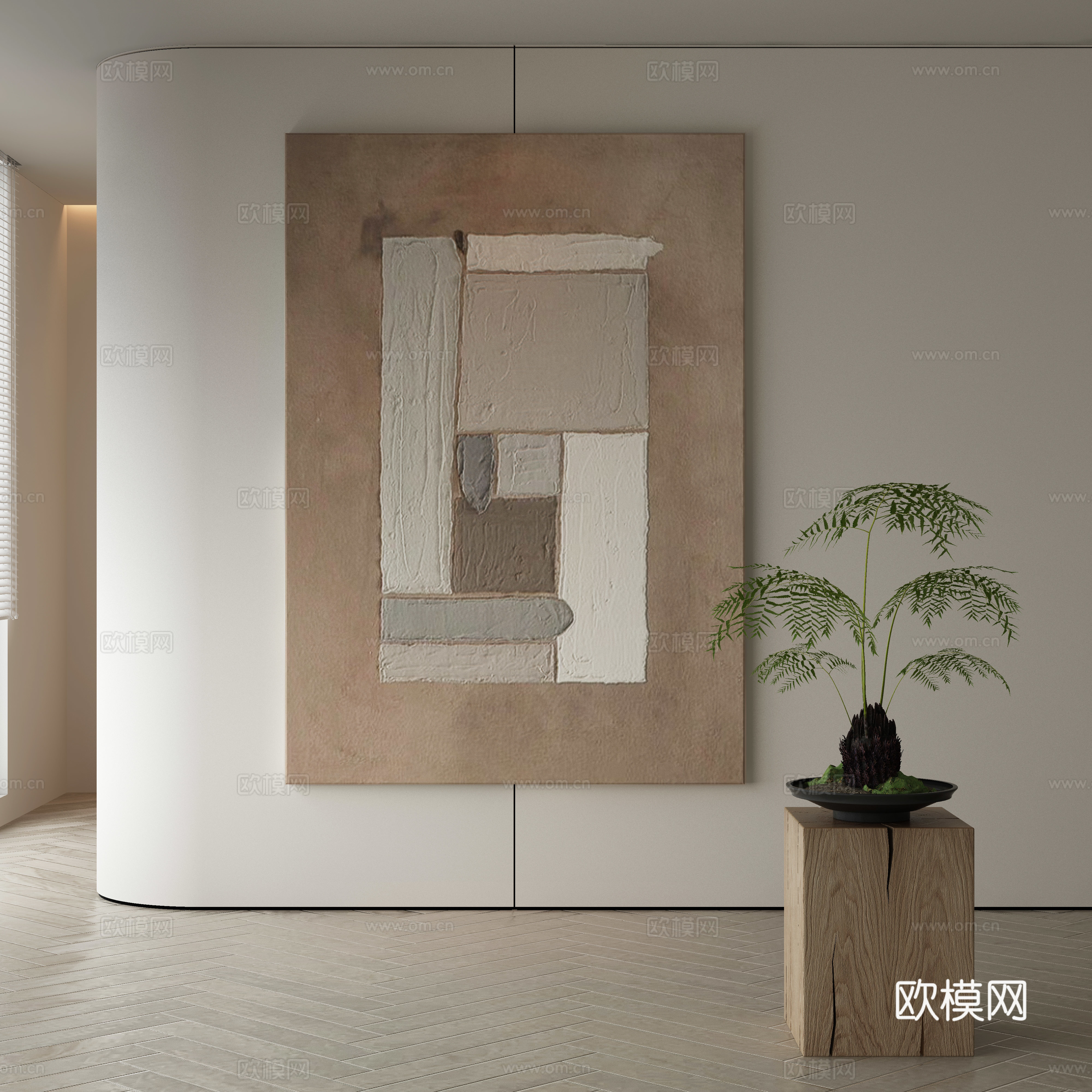 现代侘寂挂画 油画3d模型