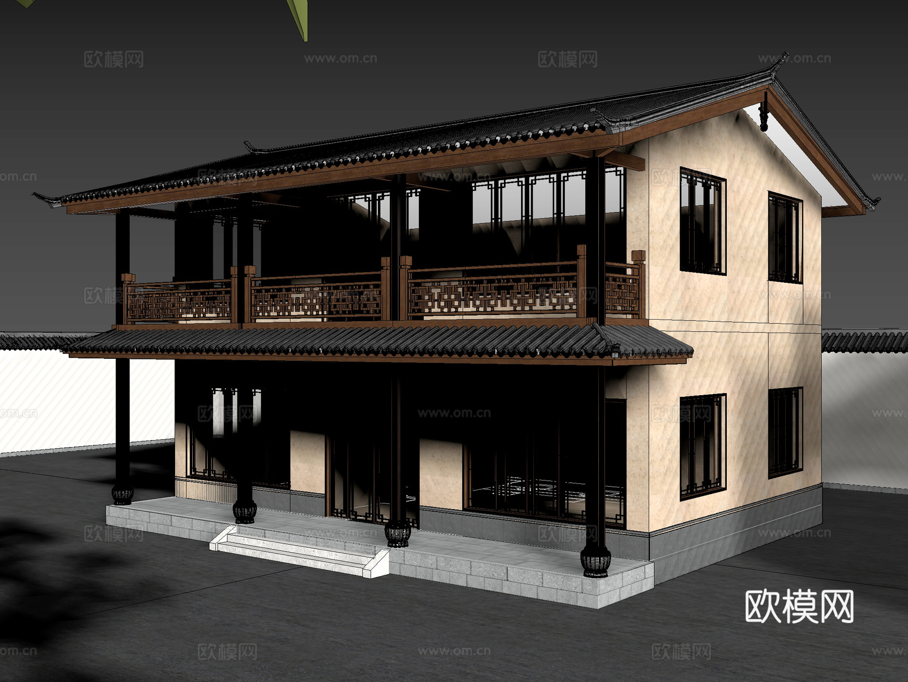古建 中式建筑 东风美学 民宿 斗拱 灰派3d模型