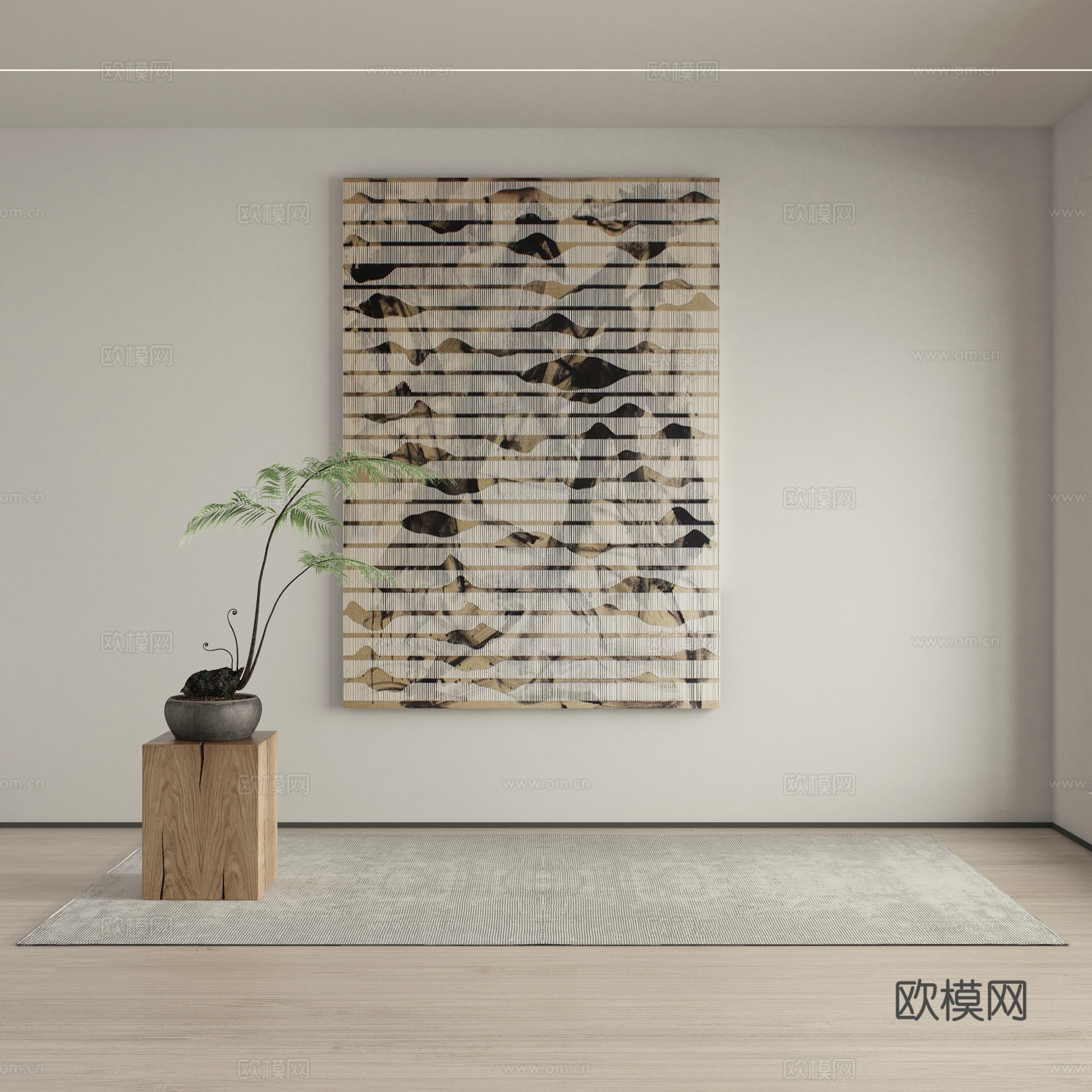 现代侘寂挂画 油画3d模型