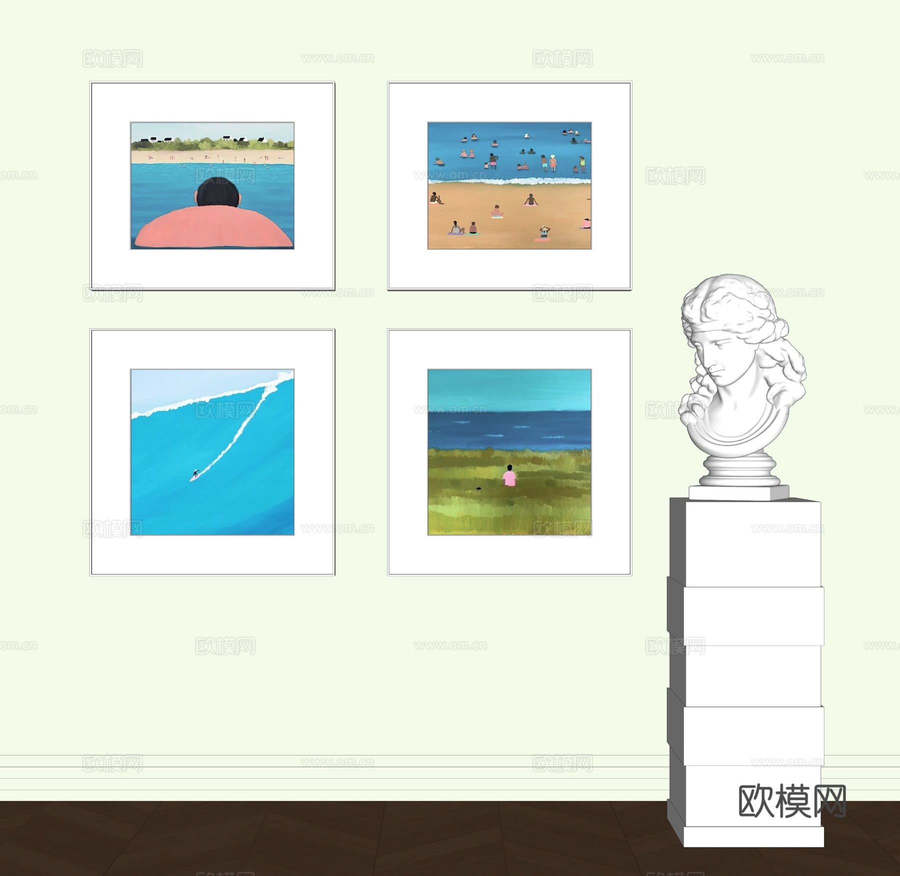 现代装饰挂画组合su模型