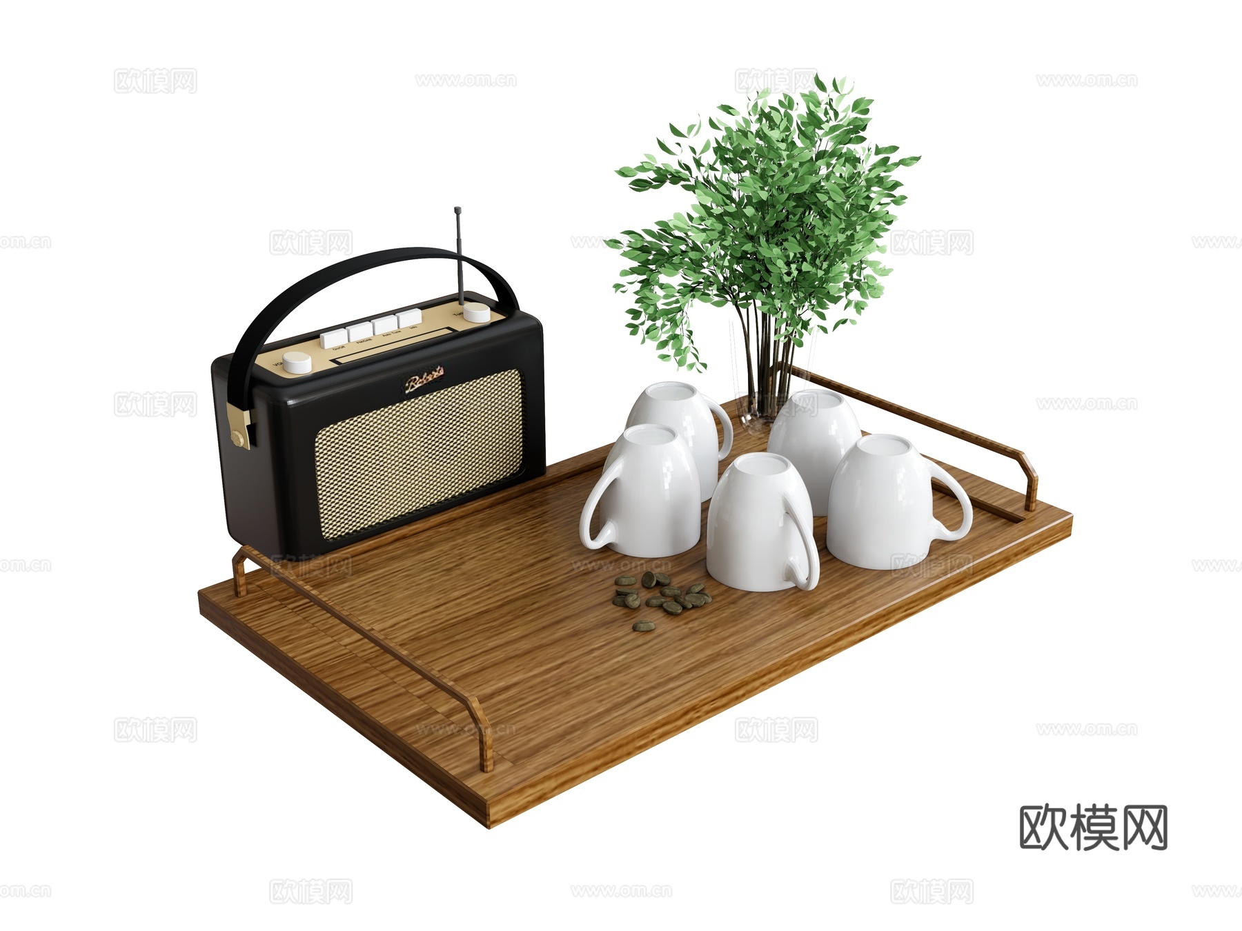 茶具茶杯茶盘   收音机植物摆件su模型